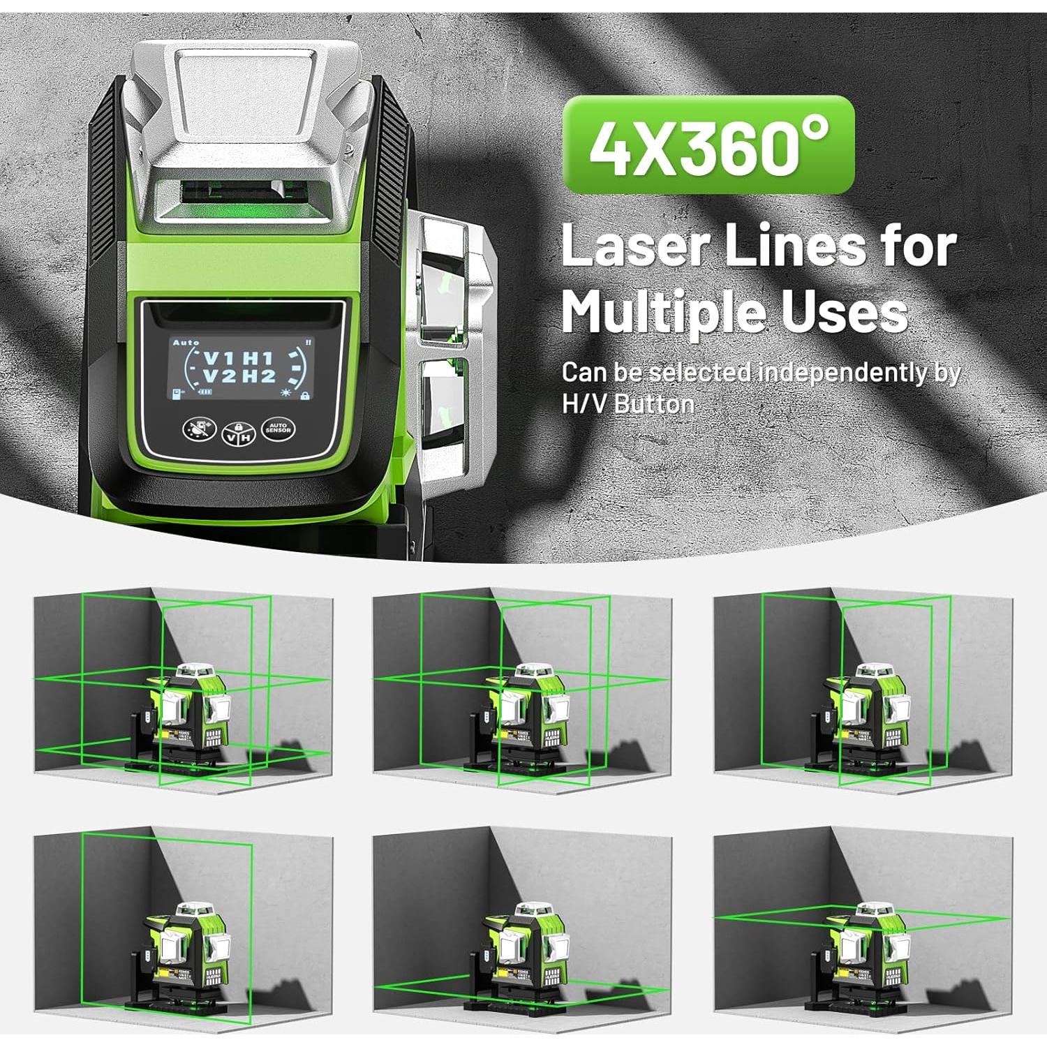 Nivel Láser Huepar 360 Autonivelante Verde 4D HX04CG