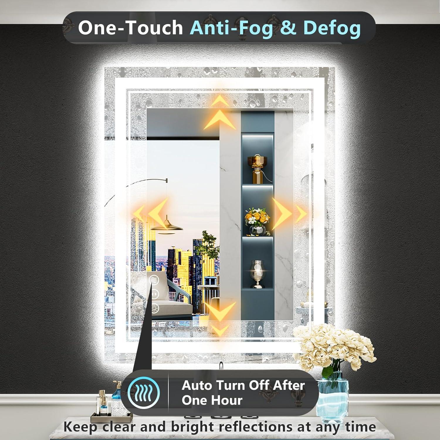 Espejo de Baño LED Awandee 61x91 cm Retroiluminado y Frontal