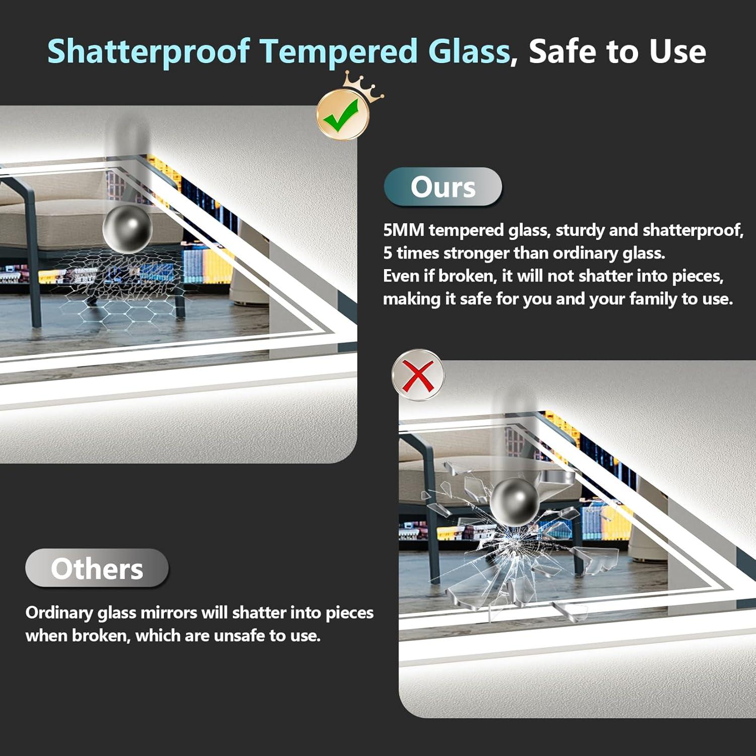 Espejo de Baño LED Awandee 61x91 cm Retroiluminado y Frontal