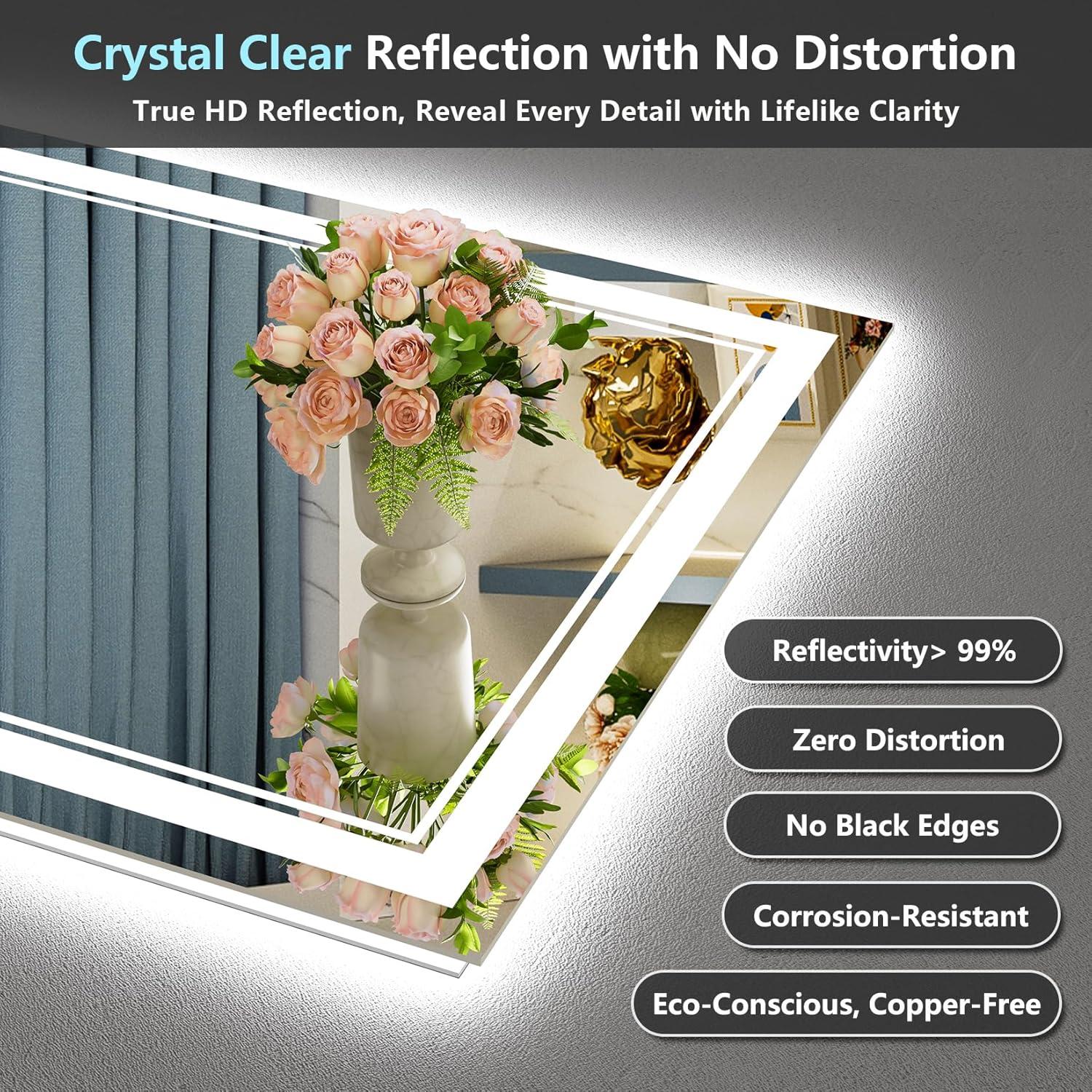 Espejo de Baño LED Awandee 61x91 cm Retroiluminado y Frontal