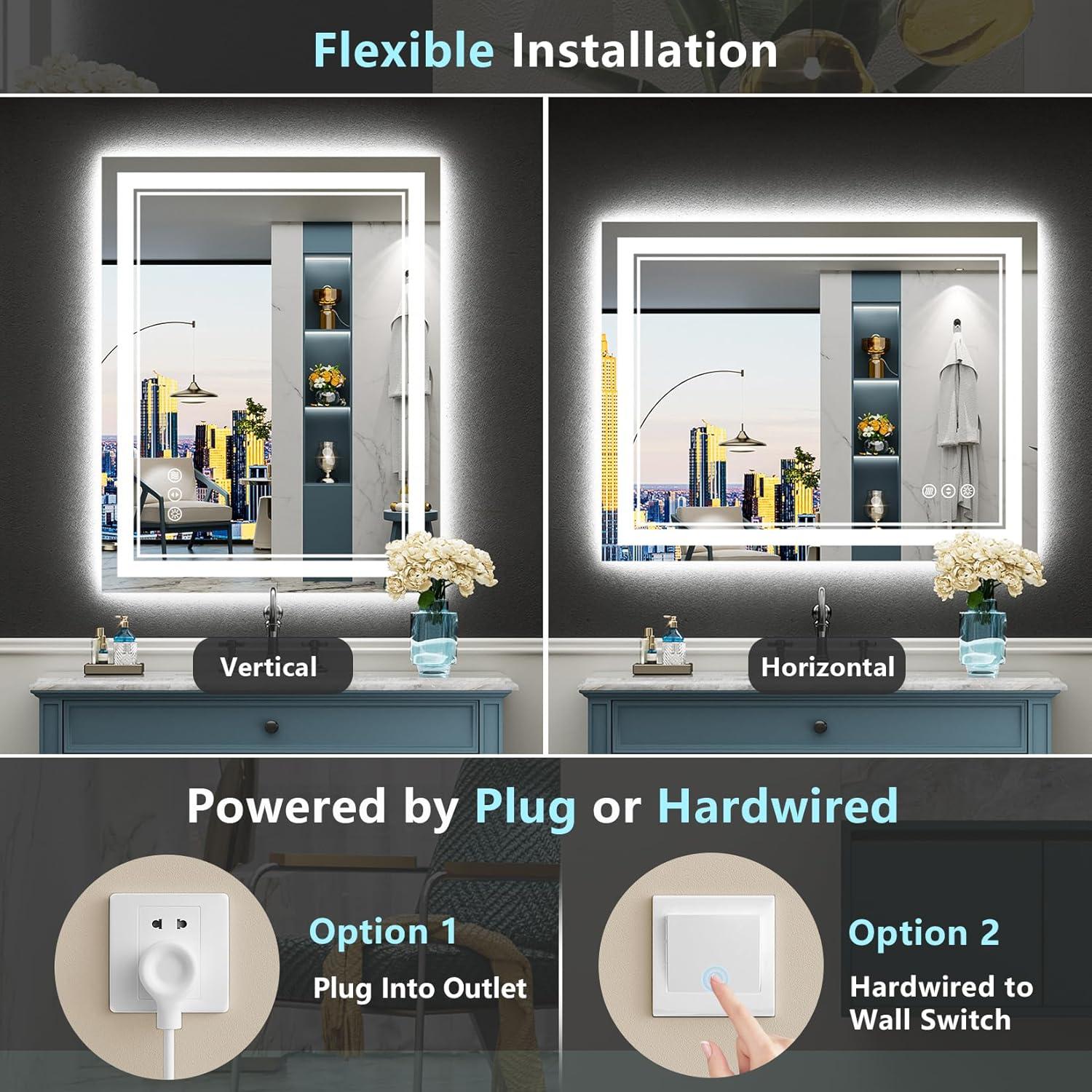 Espejo de Baño LED Awandee 61x91 cm Retroiluminado y Frontal