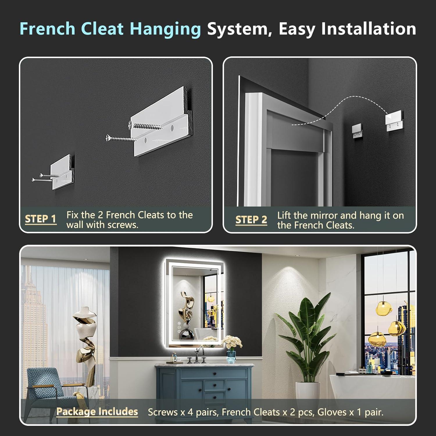 Espejo de Baño LED Awandee 61x91 cm Retroiluminado y Frontal