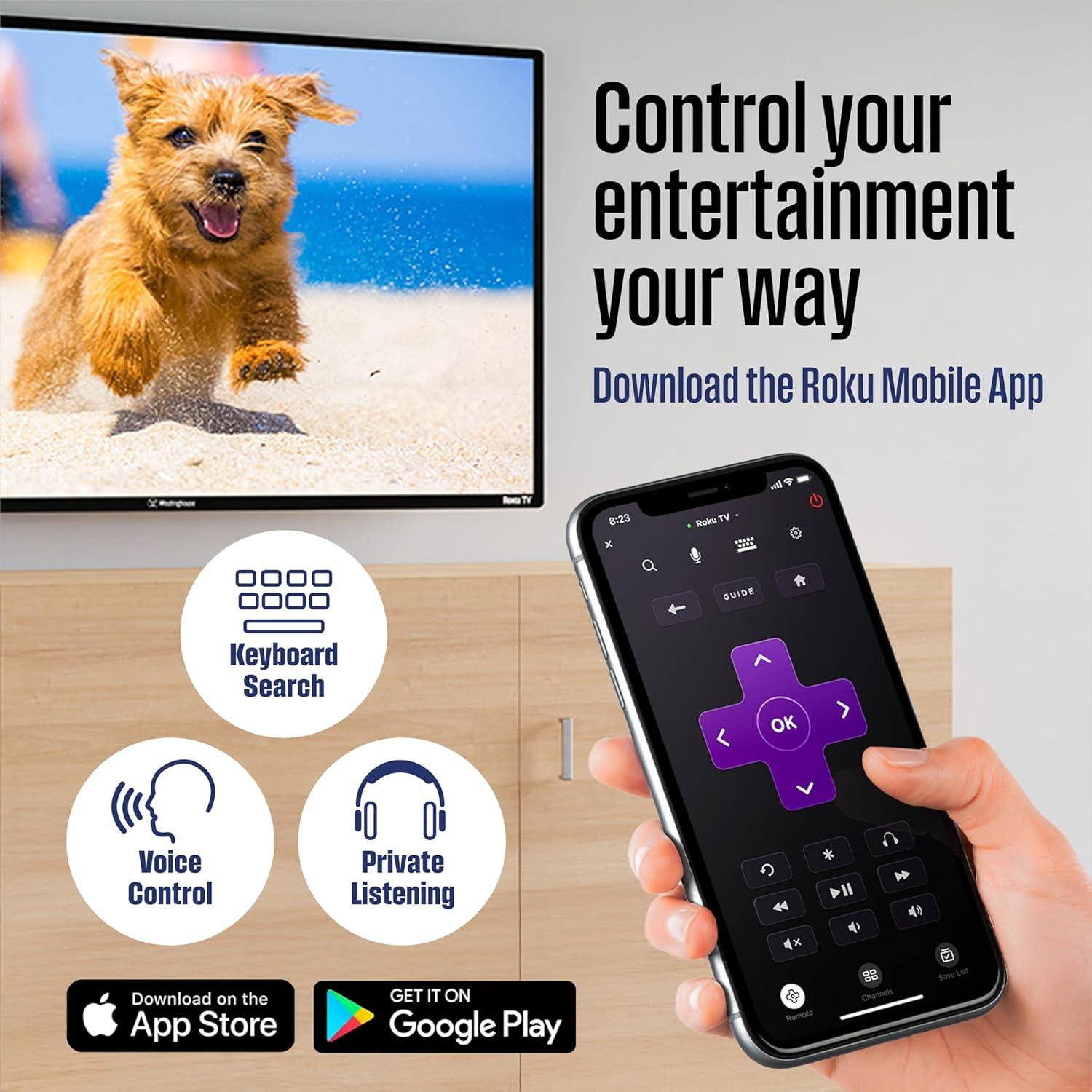 Televisor LED Westinghouse 24" HD Roku Wi-Fi Alexa Google