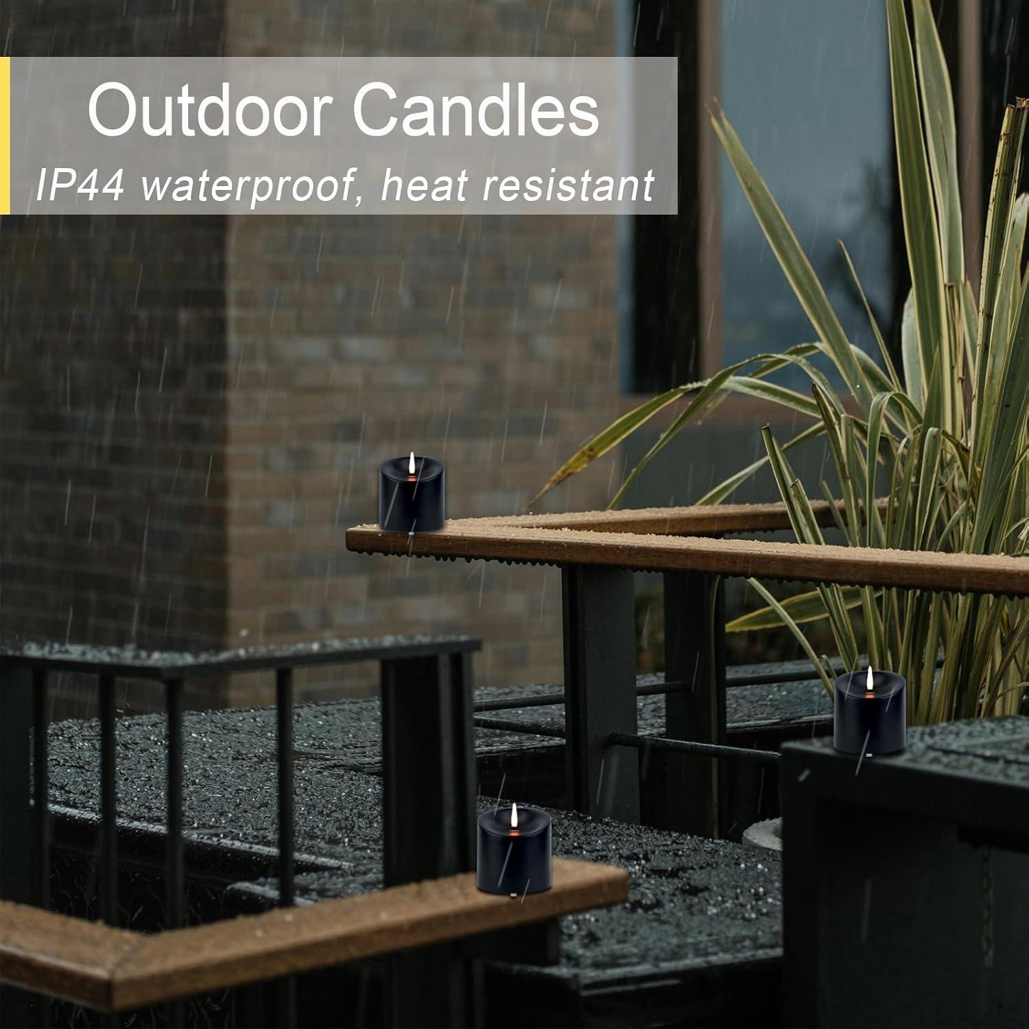 Velas LED Sin Llama TECHLONG Negras 3x3 cm con Control Remoto