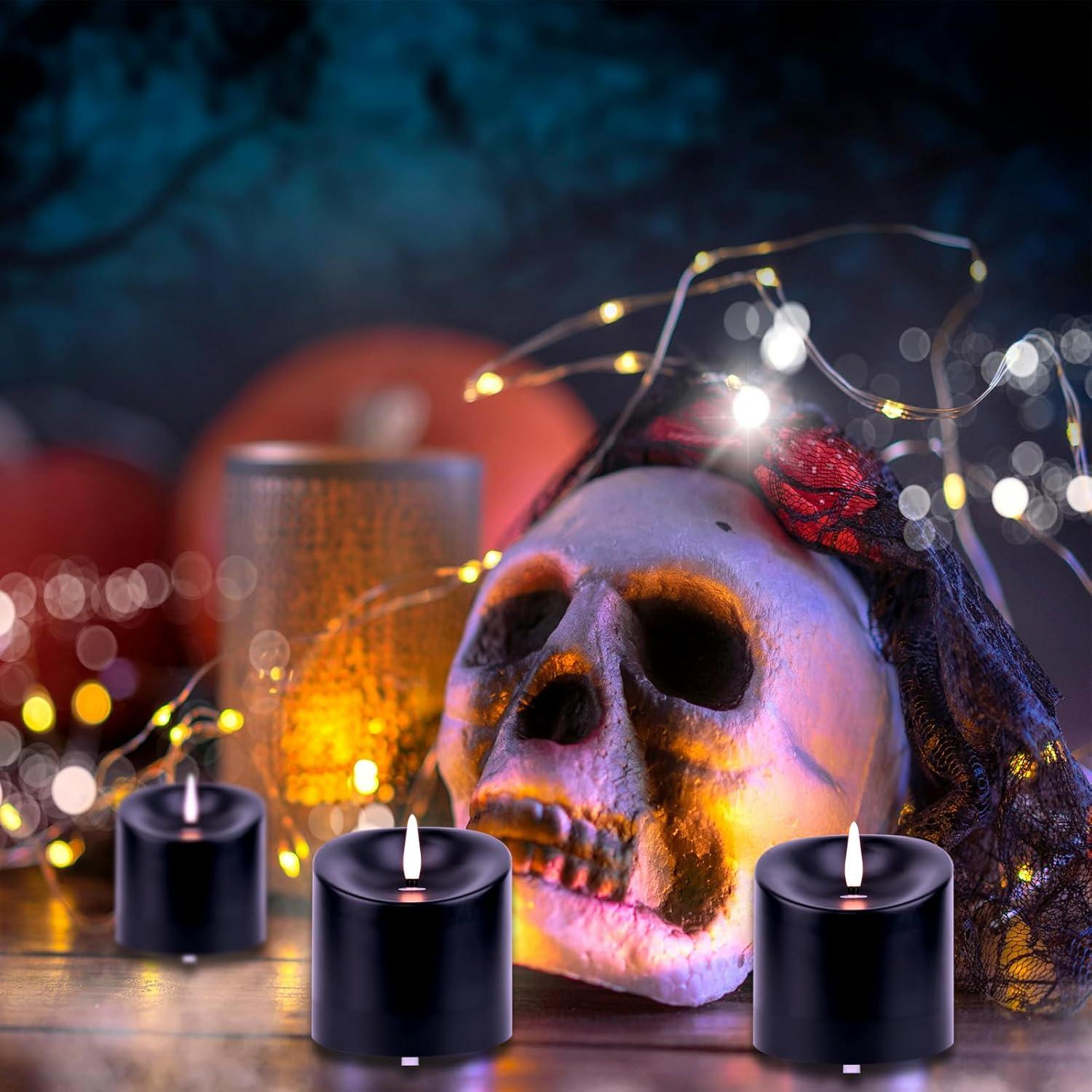 Velas LED Sin Llama TECHLONG Negras 3x3 cm con Control Remoto