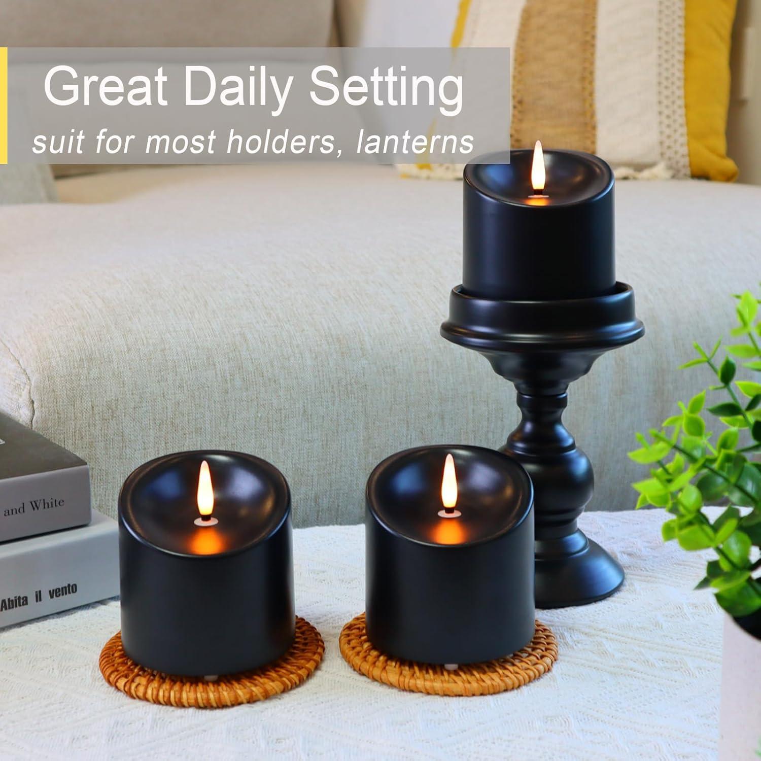 Velas LED Sin Llama TECHLONG Negras 3x3 cm con Control Remoto