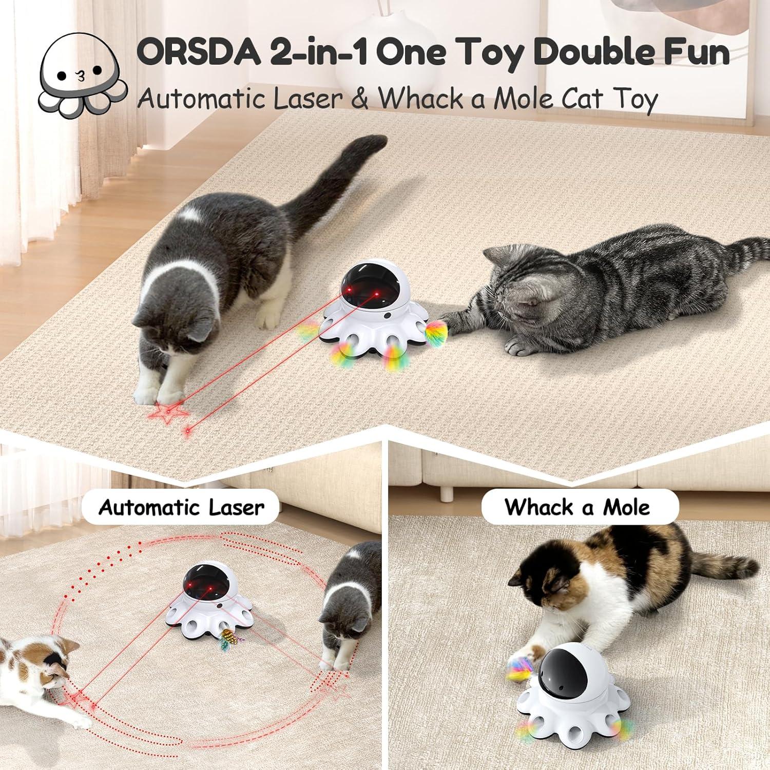 Juguete láser para gatos ORSDA T68-B 2-en-1 recargable USB