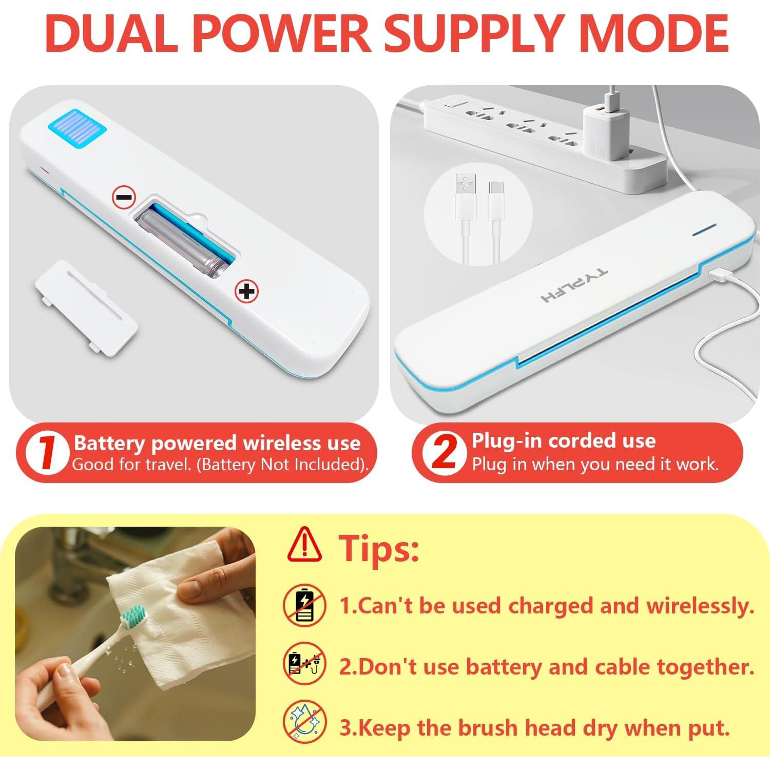 Estuche Desinfectante para Cepillos de Dientes TYPLFH Azul