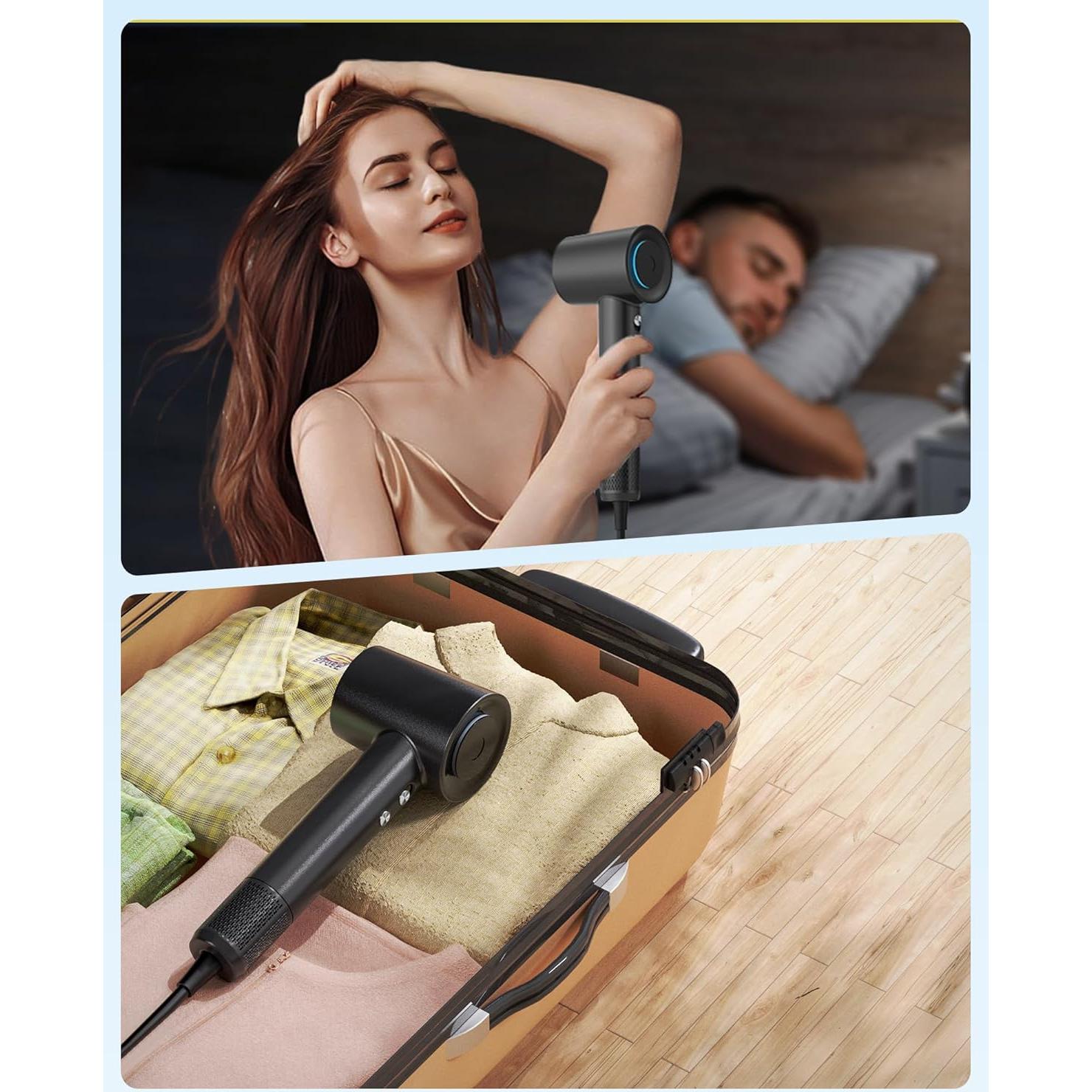 Secador de Pelo Iónico Negativo Zhiyangfei 110,000 RPM Negro