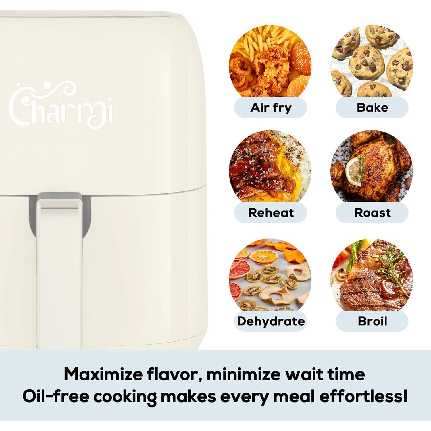 Freidora de Aire Charmi 5QT - Diseño Retro, Táctil, 8 Presets