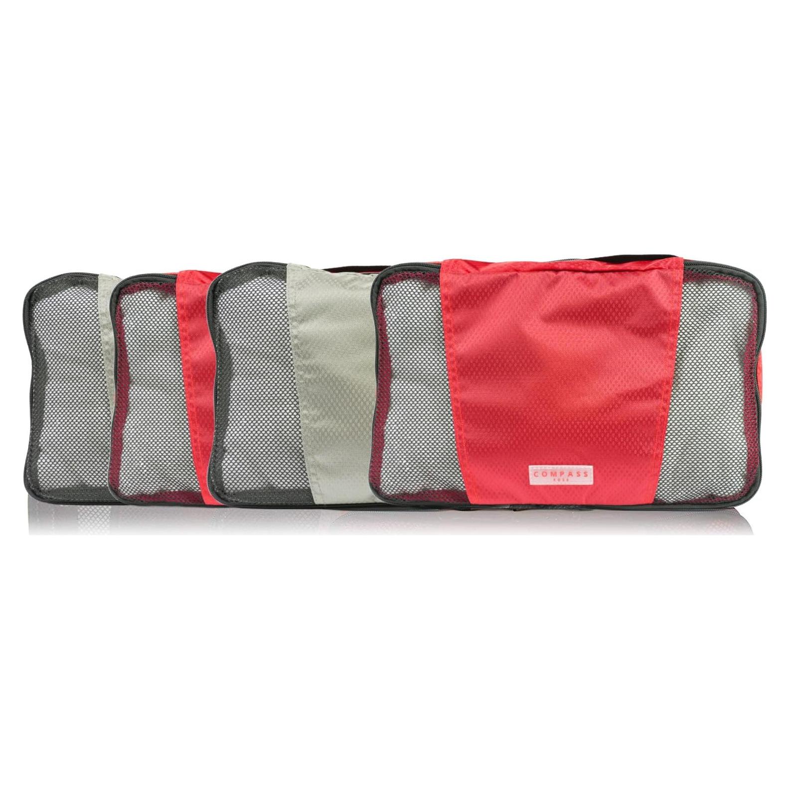 Cubos de Empaque Medianos Compass Rose - 4 Piezas Rojo y Gris