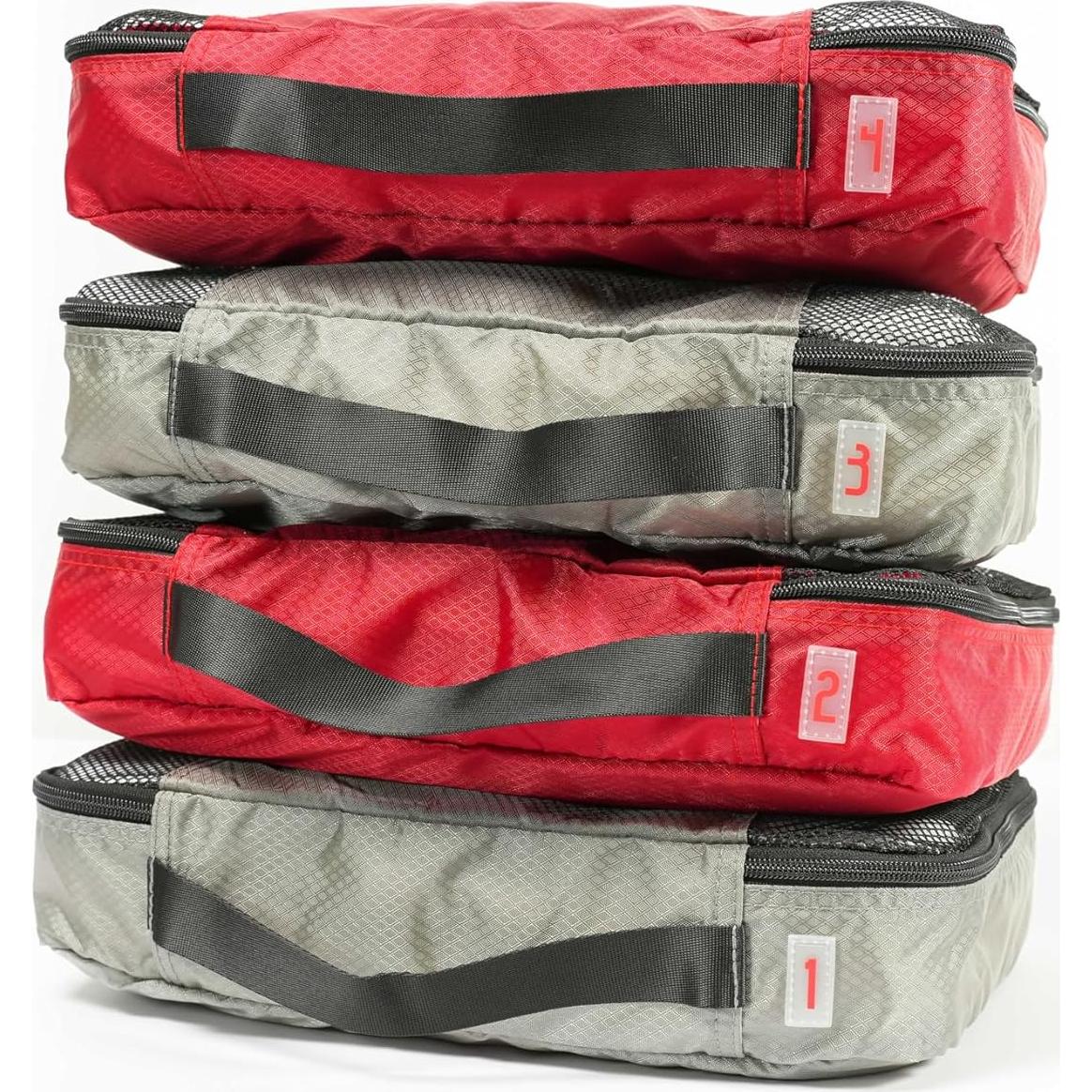 Cubos de Empaque Medianos Compass Rose - 4 Piezas Rojo y Gris