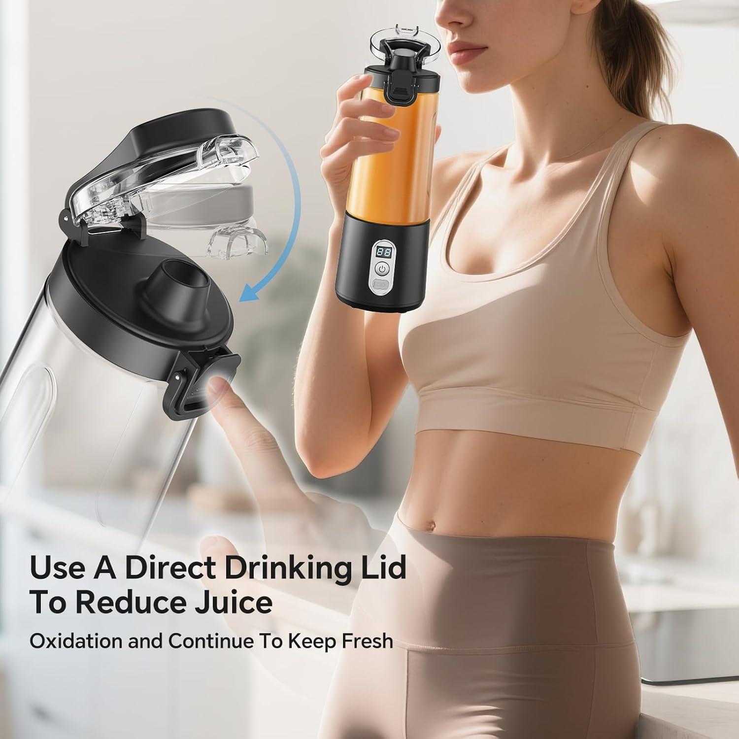 Licuadora Mini Portátil HEAMANTOL 450ml Carga USB Negra