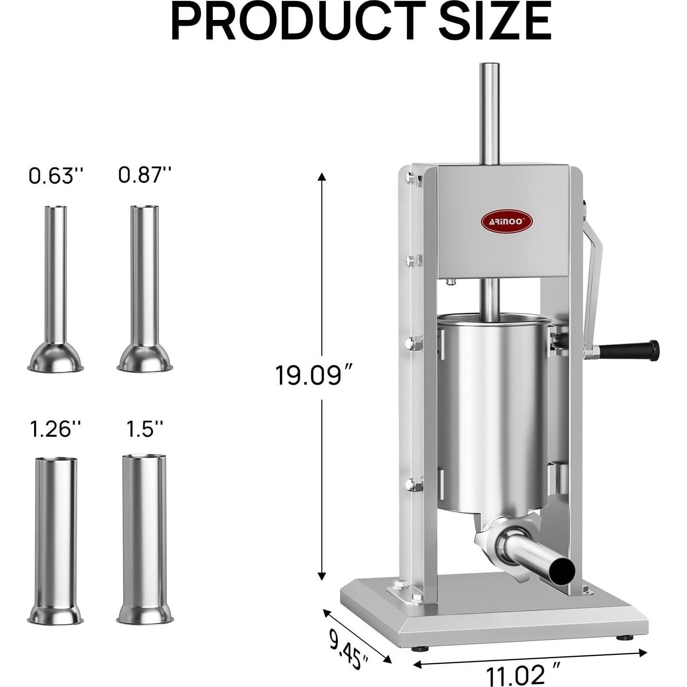 Rellenador de Salchichas Vertical ARINOO 2L Acero Inoxidable