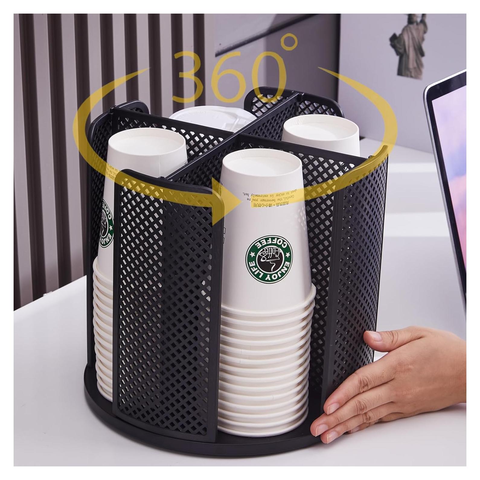 Dispensador de Tazas de Papel YTROG 360° Negro 4 Compartimentos