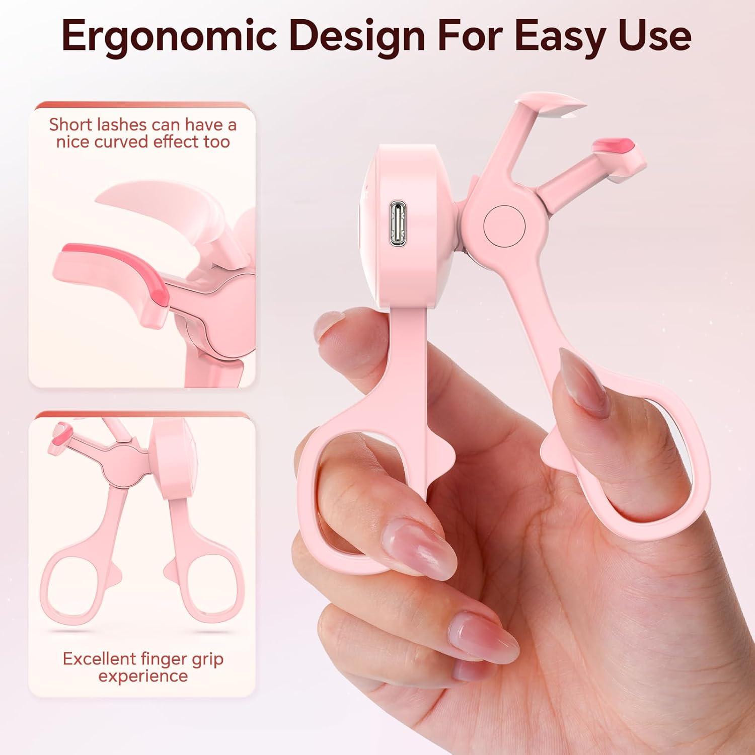 Rizadora de Pestañas Eléctrica ASILA Rosa, 3 Modos Calentamiento