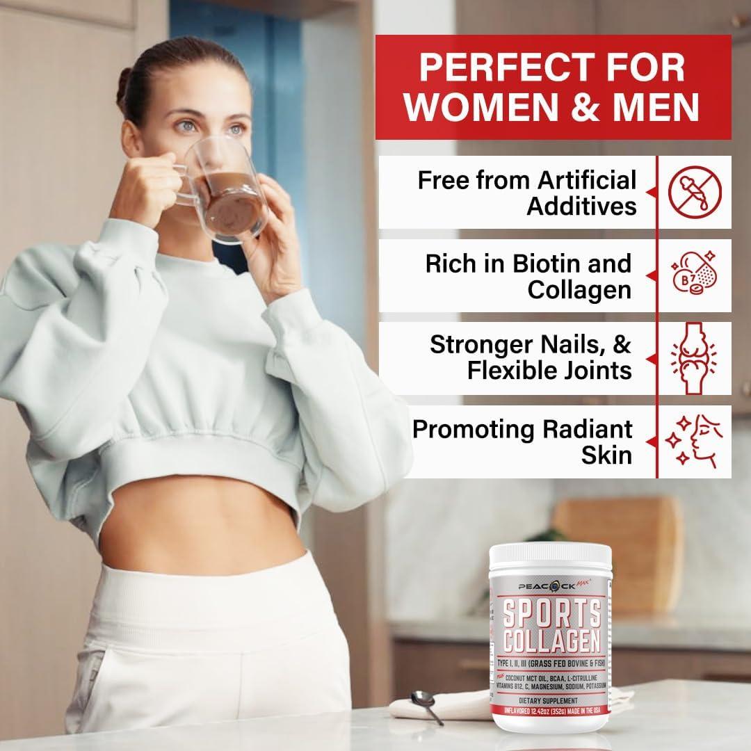 Polvo de Colágeno Hidrolizado Tipo I, II, III Peacock 352.74 g