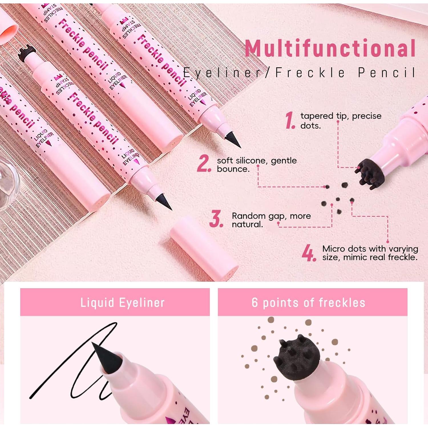 Lápiz de Delineador y Sello de Pecas 2 en 1 - Marrón y Negro