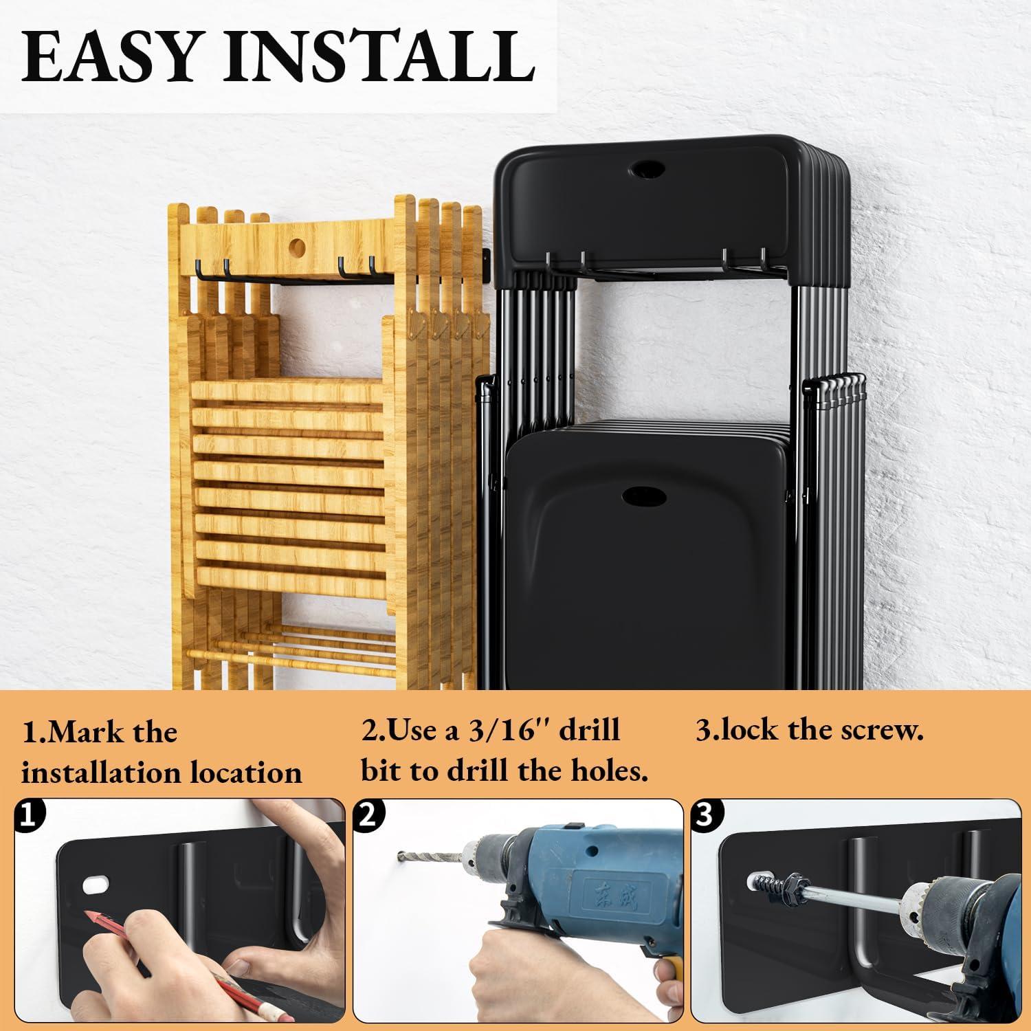 Soporte de Almacenamiento en Pared MOOMSINE para Sillas Plegables - 2 Paquete