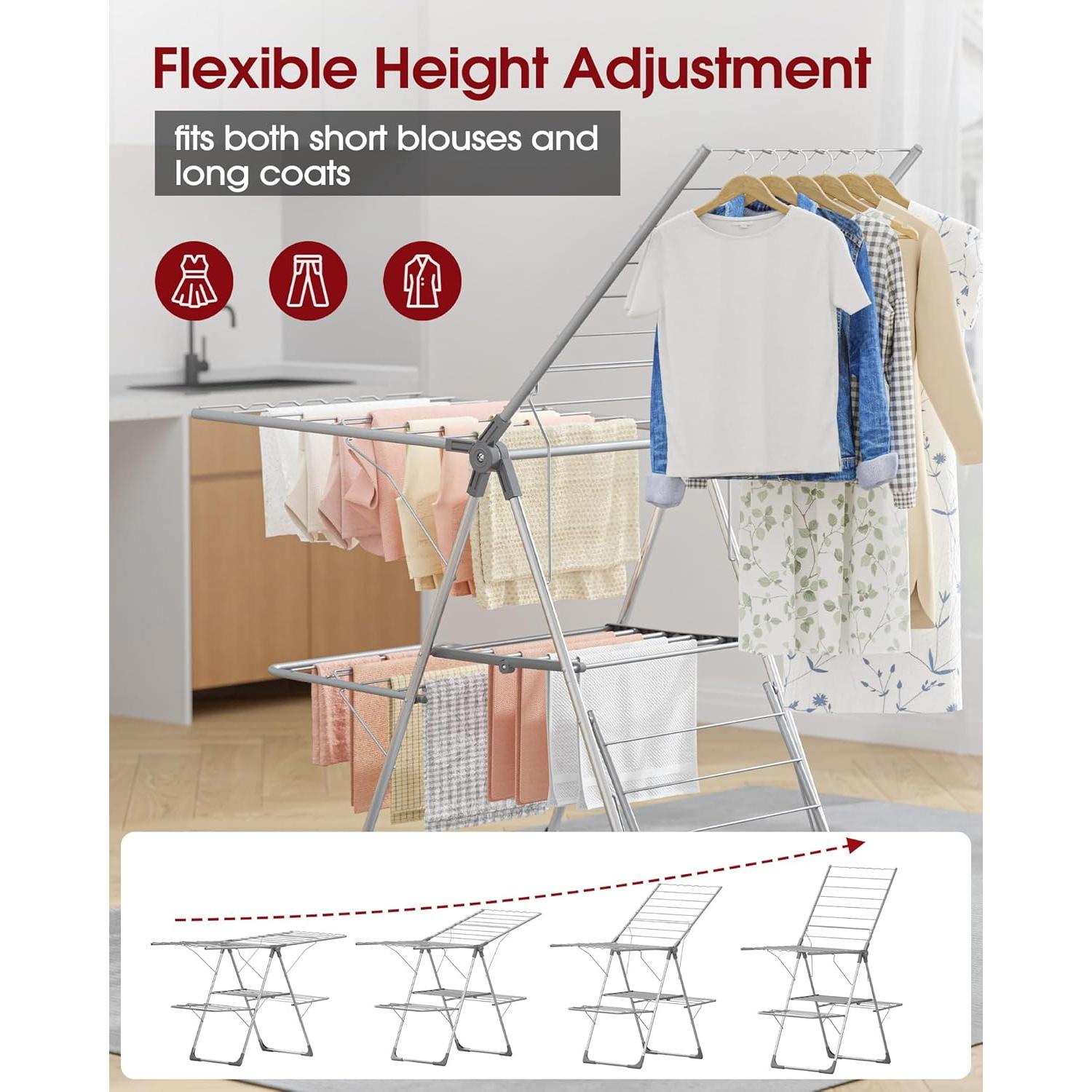 Estante Plegable para Secar Ropa Sakugi 140.97x57.79cm Gris