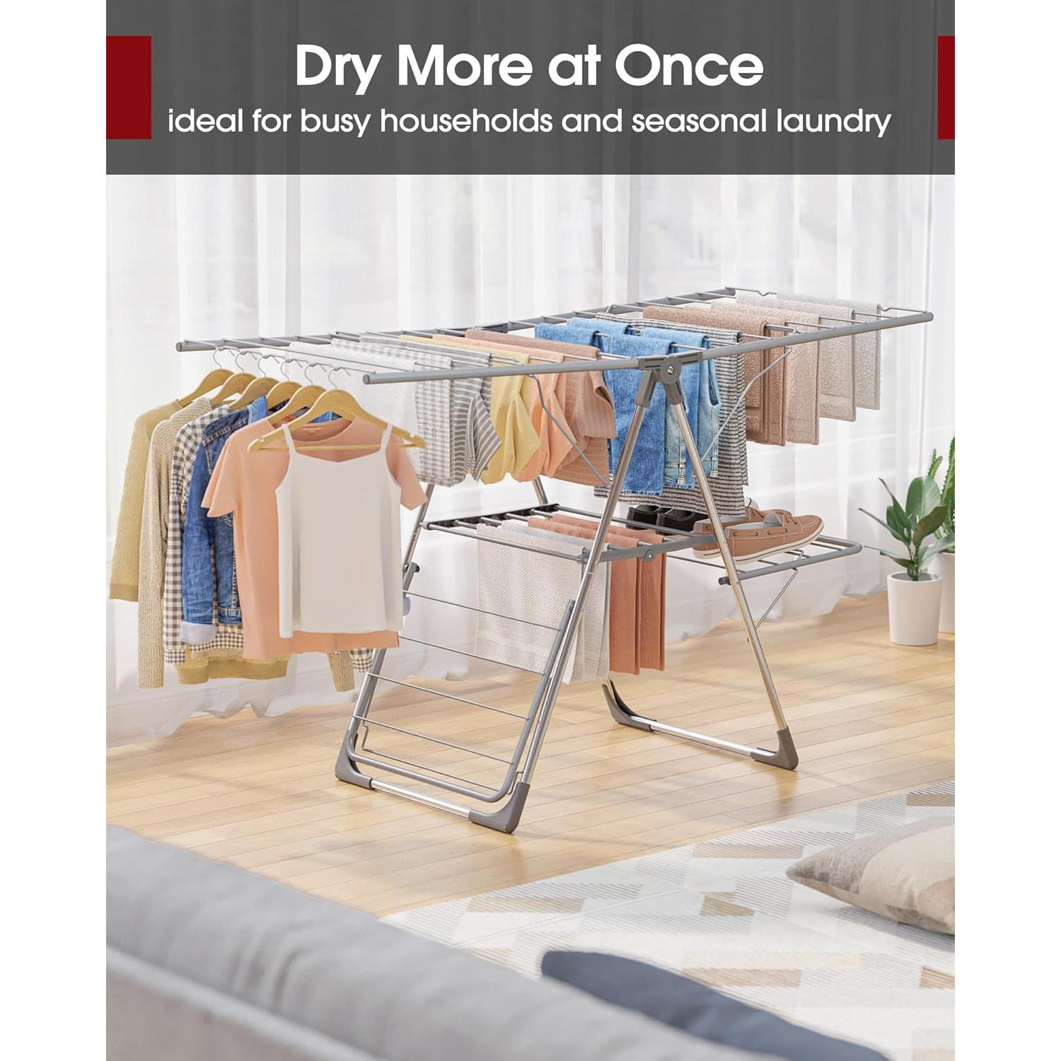 Estante Plegable para Secar Ropa Sakugi 140.97x57.79cm Gris