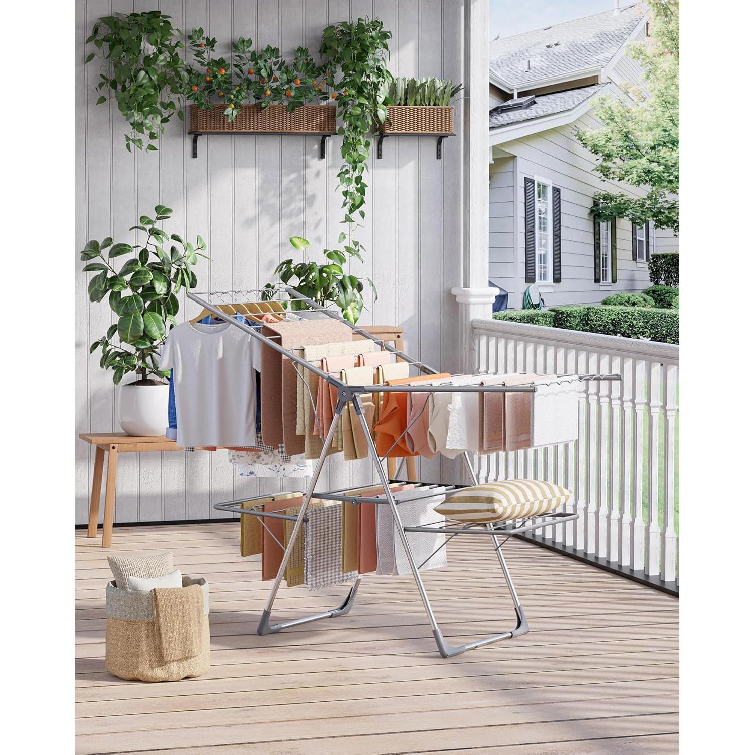 Estante Plegable para Secar Ropa Sakugi 140.97x57.79cm Gris