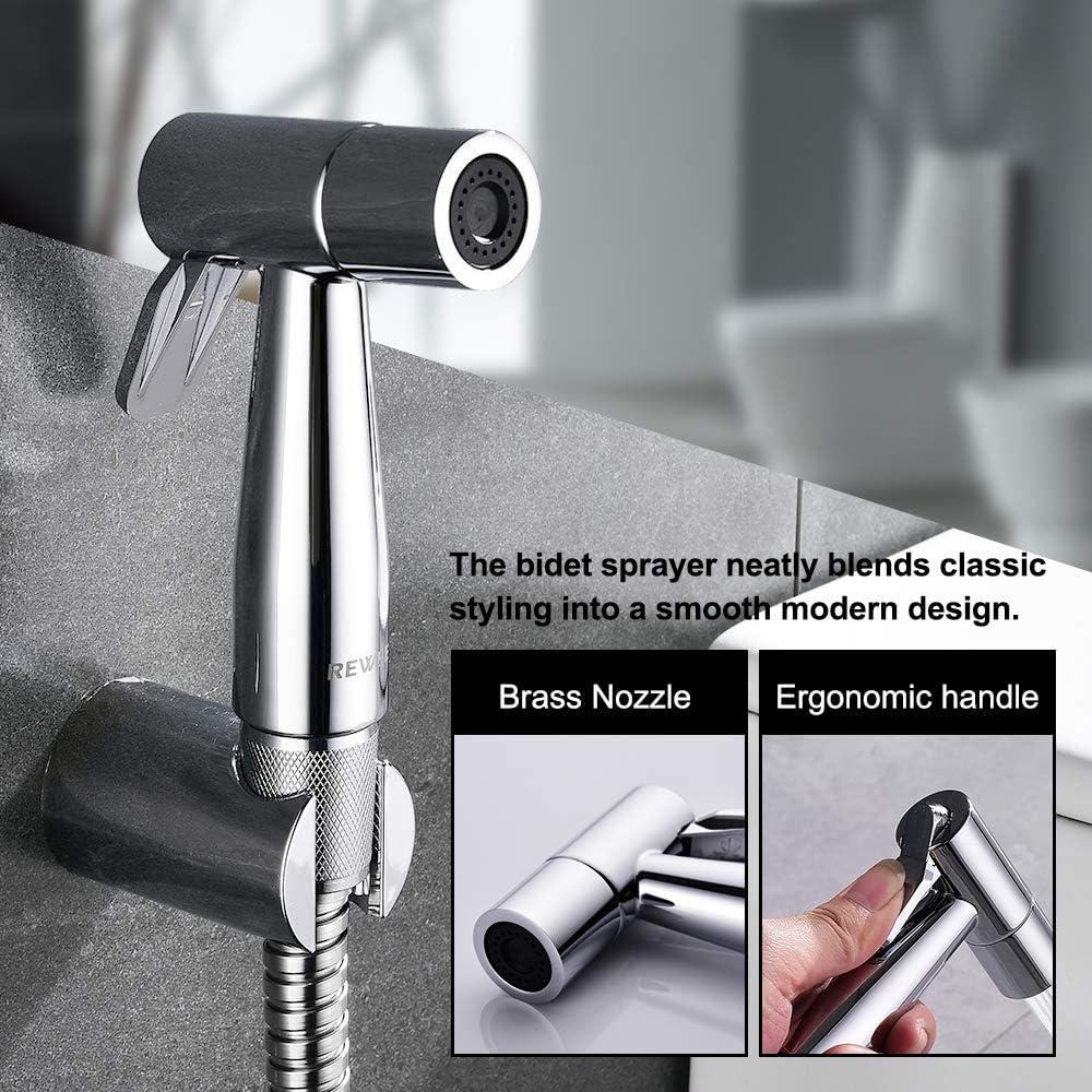 Rociador de Bidet de Mano REWEE Cromado con Manguera 119cm