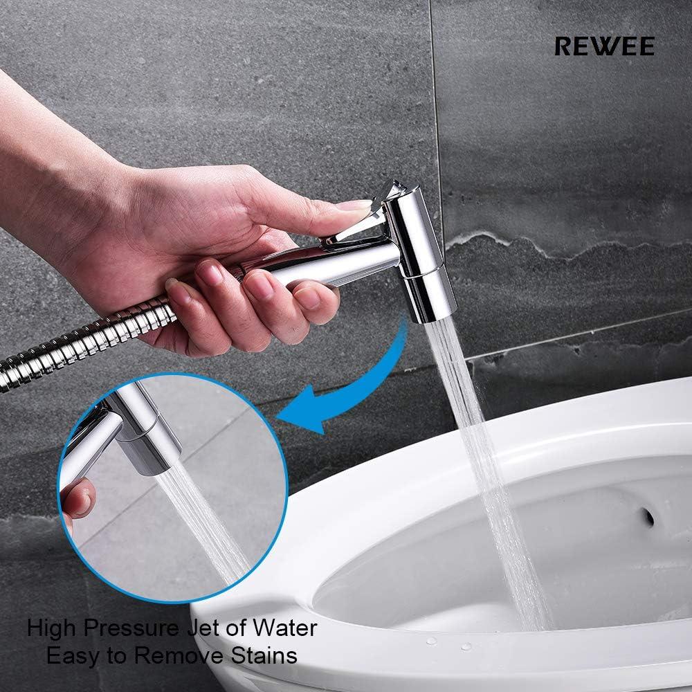Rociador de Bidet de Mano REWEE Cromado con Manguera 119cm