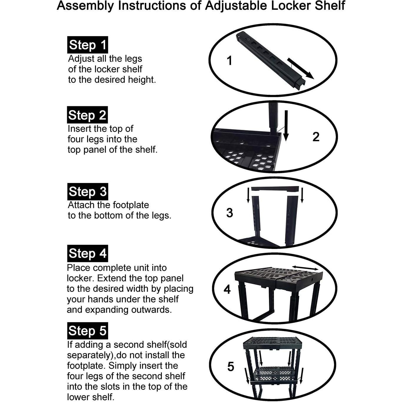 Estante Organizador Ajustable ABLinox para Taquilla Negro