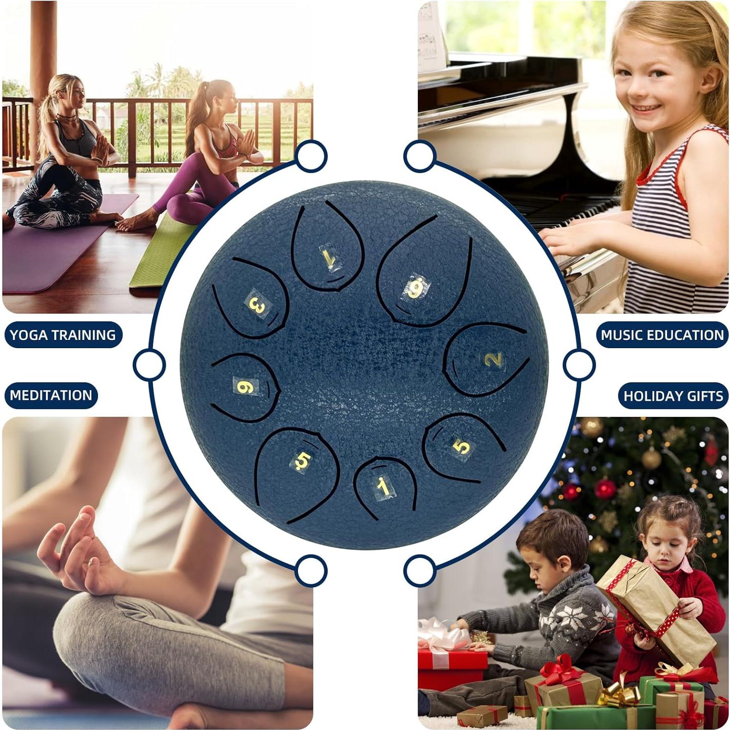 Tambor de Lengua de Acero 15 cm 8 Notas Kelisiting Azul