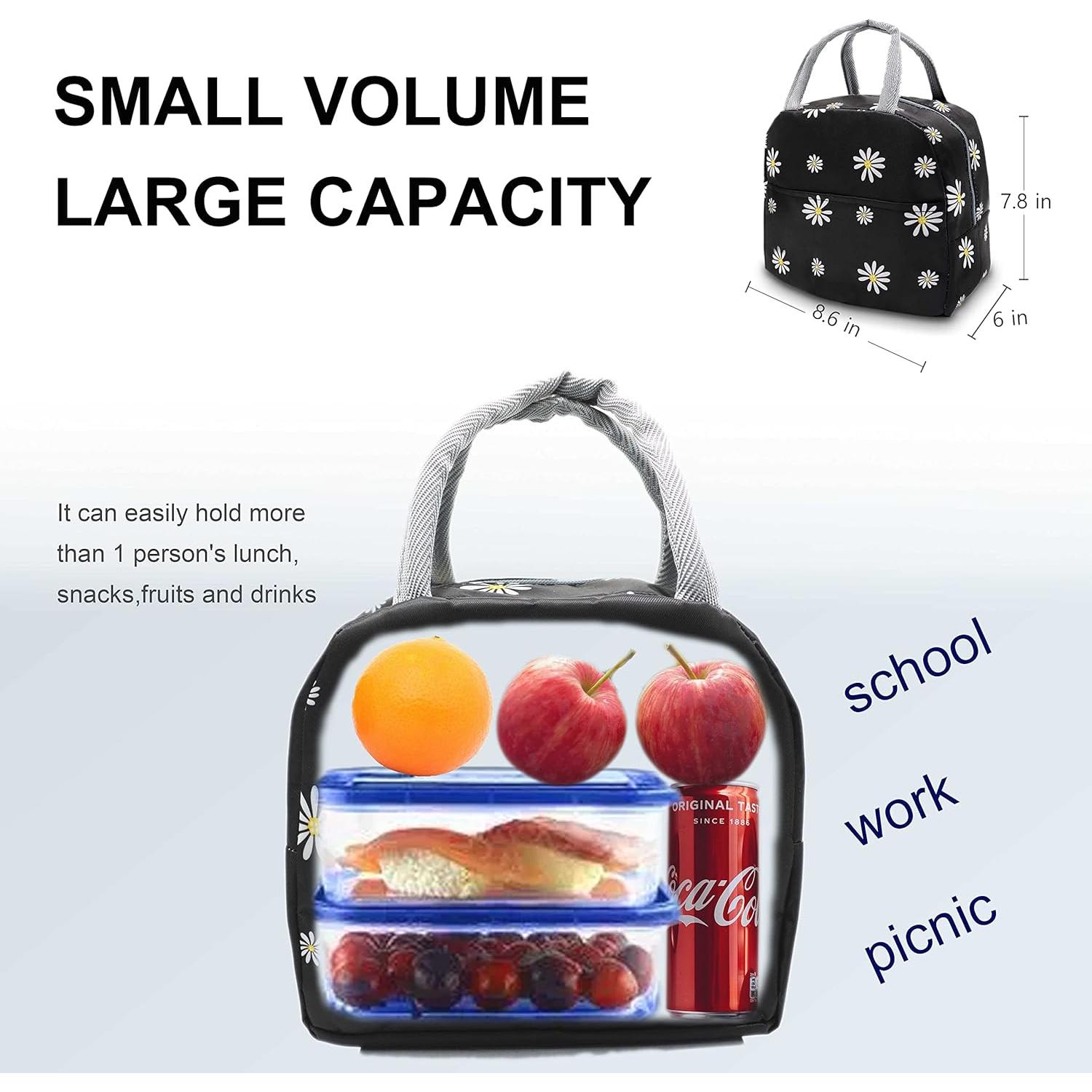 Bolsa de Almuerzo Aislada Sonuimy Floral Negra 22.86x21x2 cm