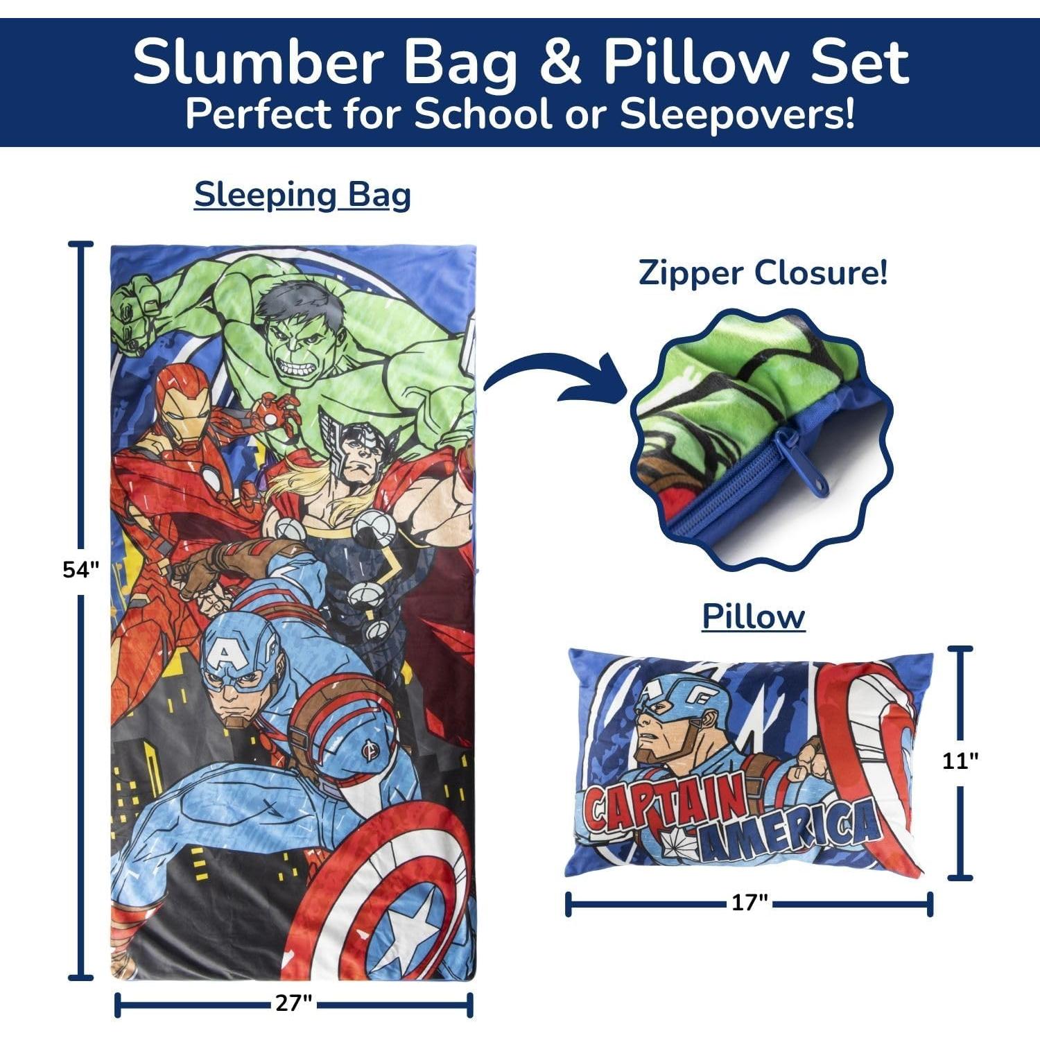 Saco de Dormir Infantil Jay Franco Avengers 137x69 cm con Almohada