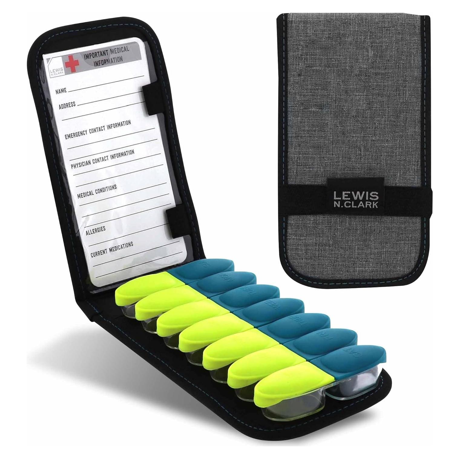 Organizador de Pastillas Plegable Lewis N. Clark 14 Compartimentos Gris
