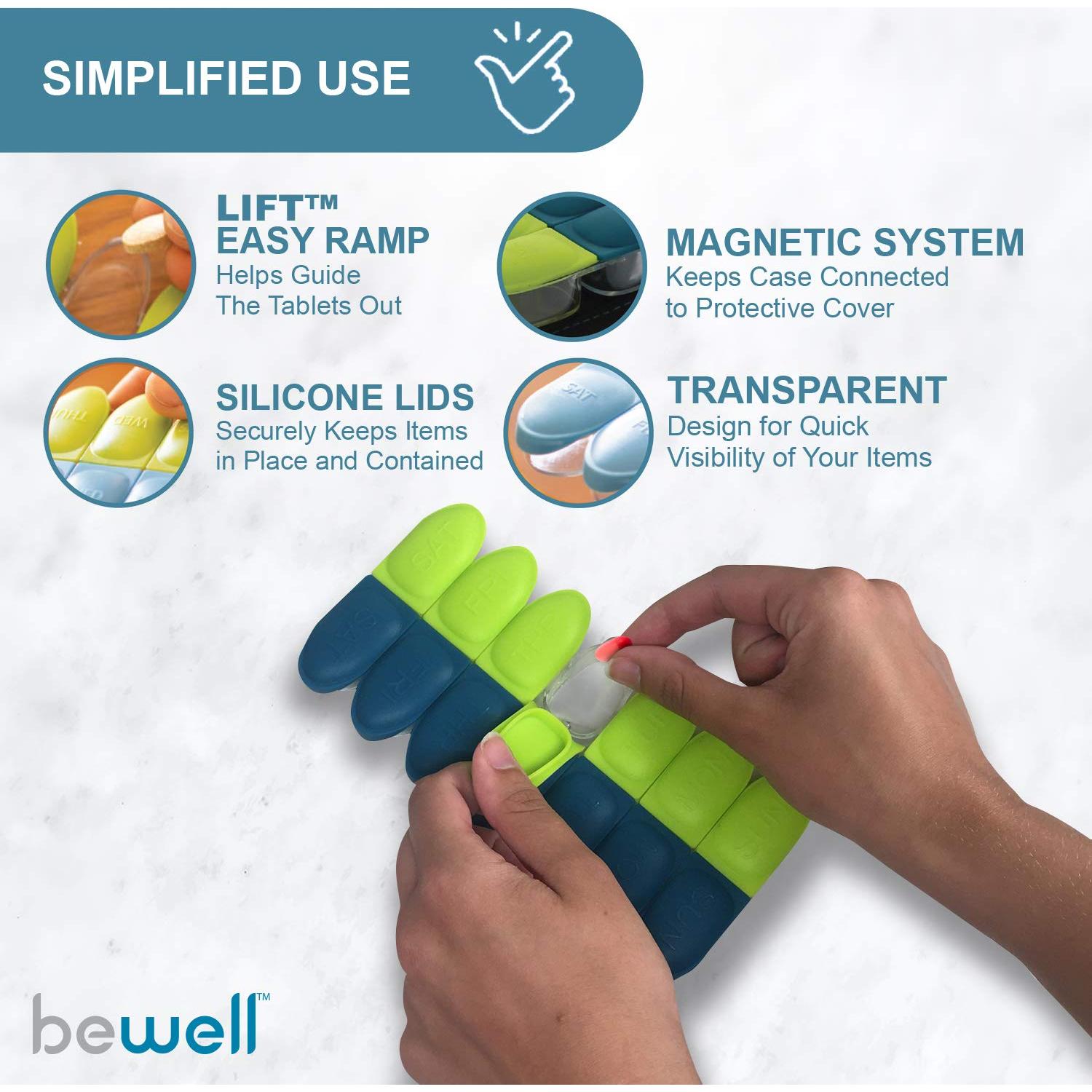 Organizador de Pastillas Plegable Lewis N. Clark 14 Compartimentos Gris