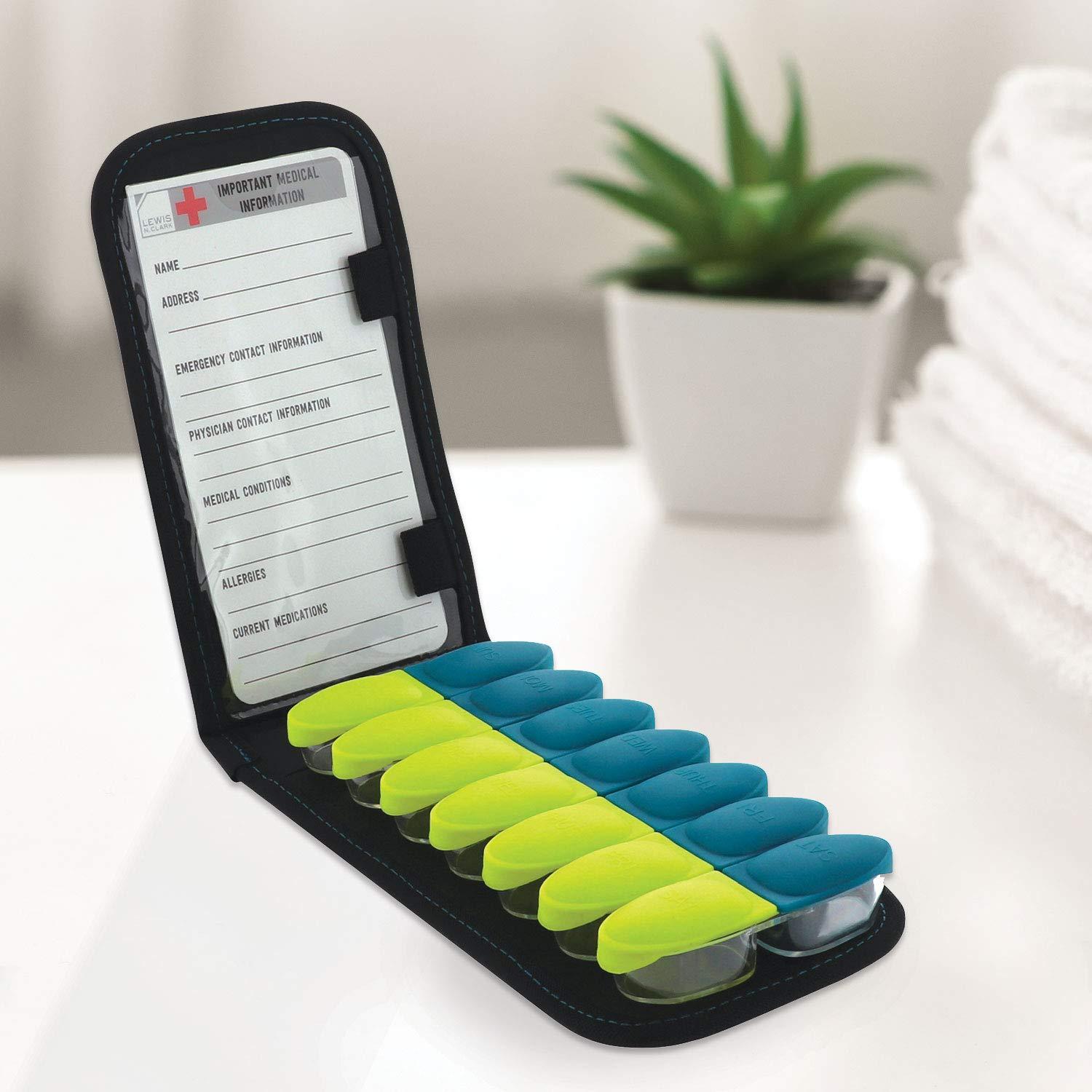 Organizador de Pastillas Plegable Lewis N. Clark 14 Compartimentos Gris