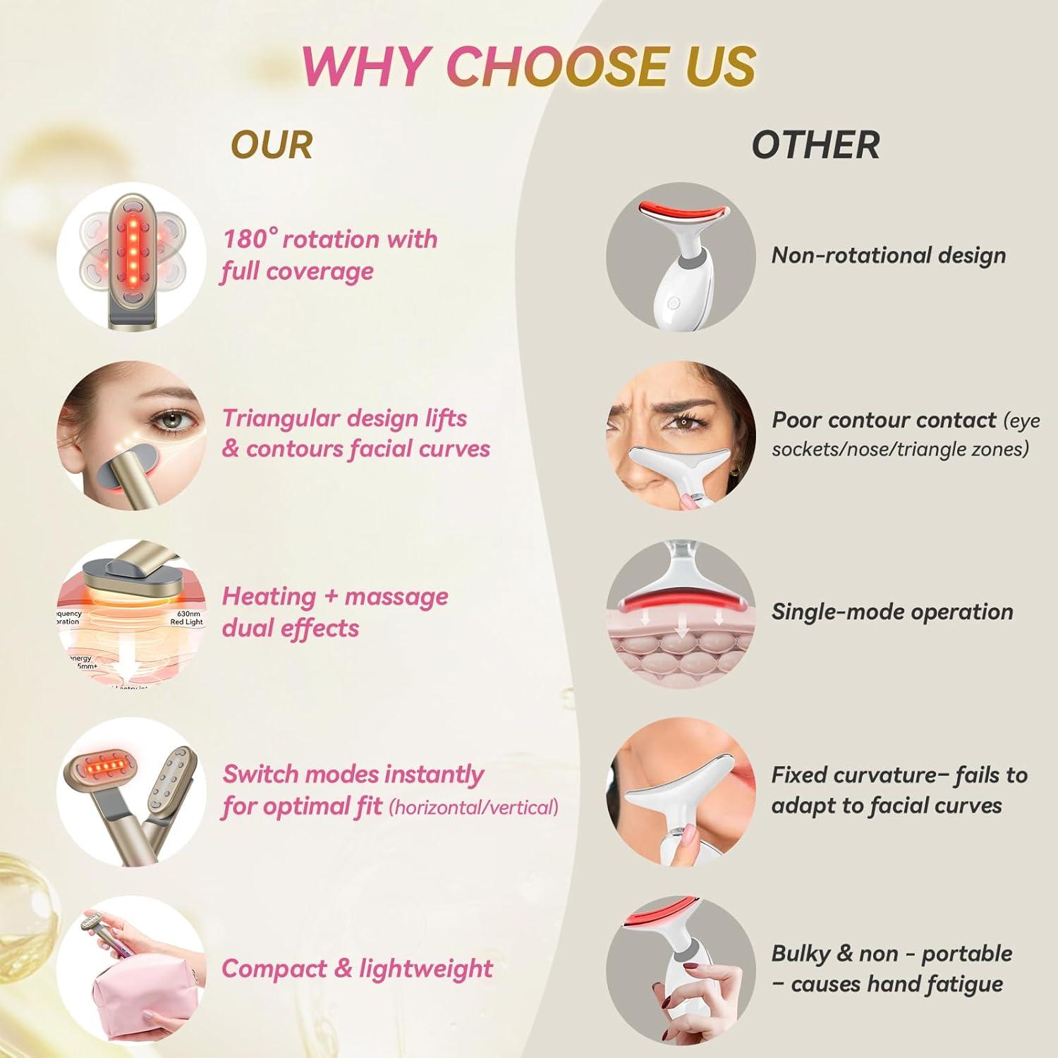 Varita Terapia de Luz Roja FOLOKE 7 en 1 para Cuidado Facial