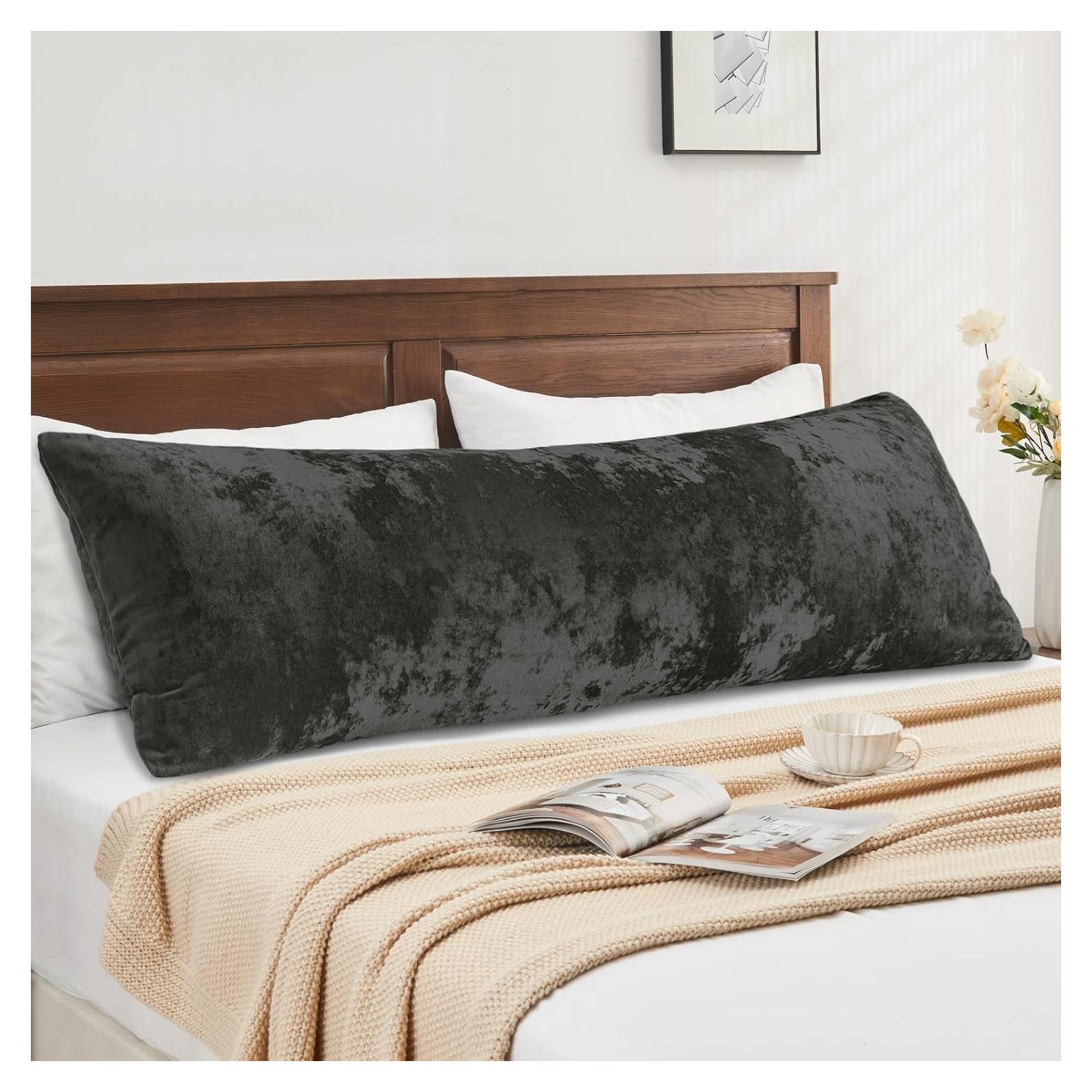Funda de Almohada de Cuerpo BEDELITE Terciopelo Negro 137x51 cm
