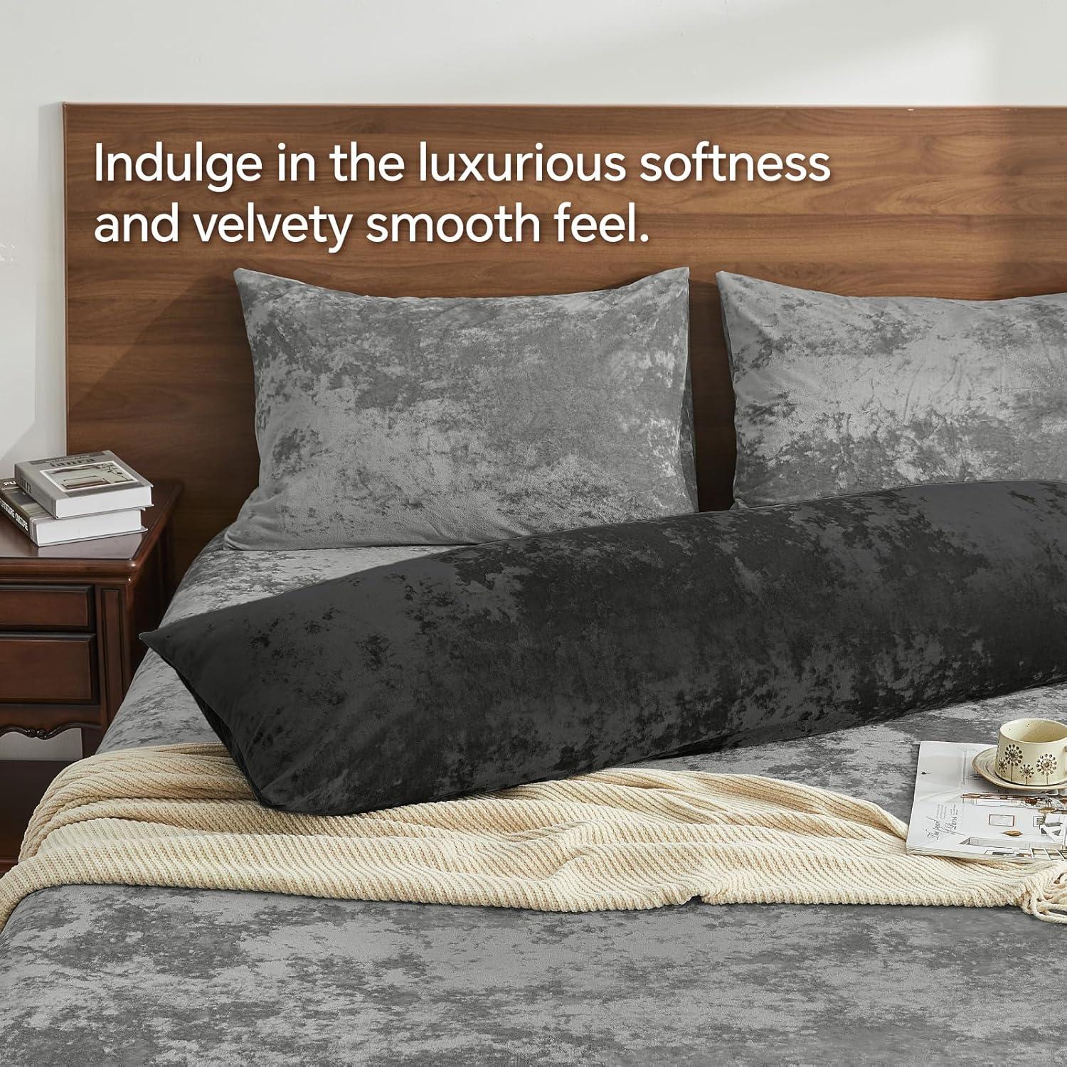 Funda de Almohada de Cuerpo BEDELITE Terciopelo Negro 137x51 cm