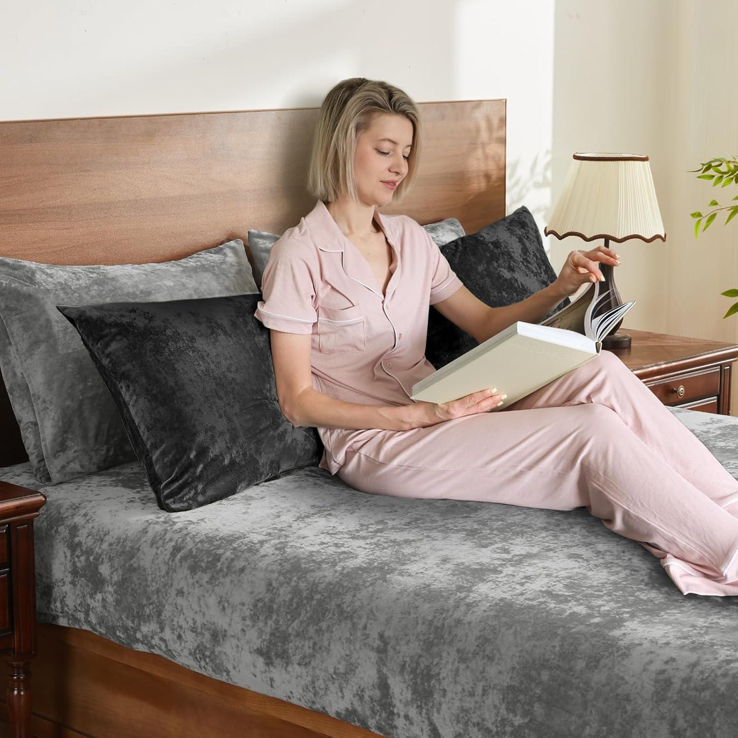 Funda de Almohada de Cuerpo BEDELITE Terciopelo Negro 137x51 cm