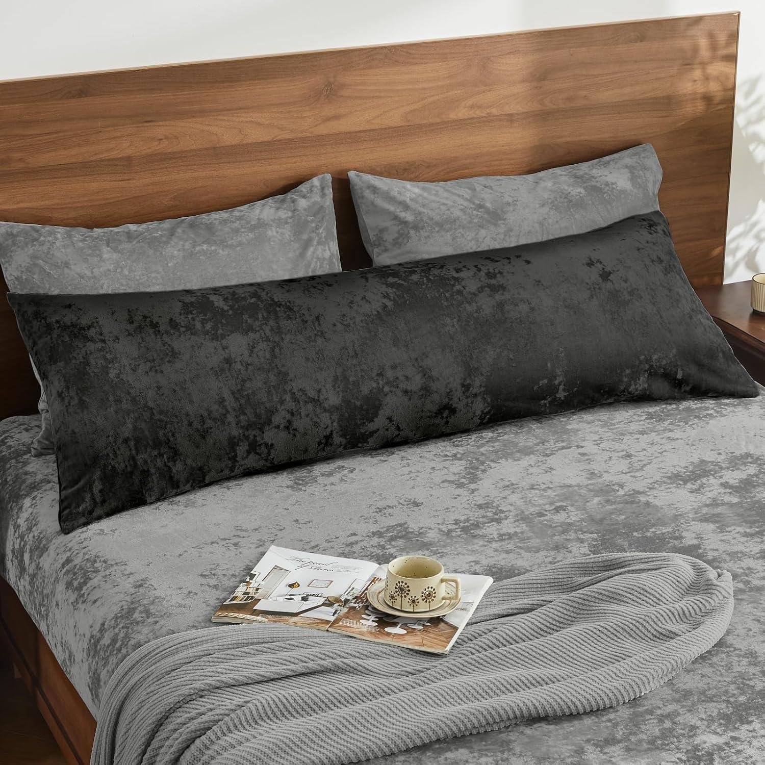 Funda de Almohada de Cuerpo BEDELITE Terciopelo Negro 137x51 cm