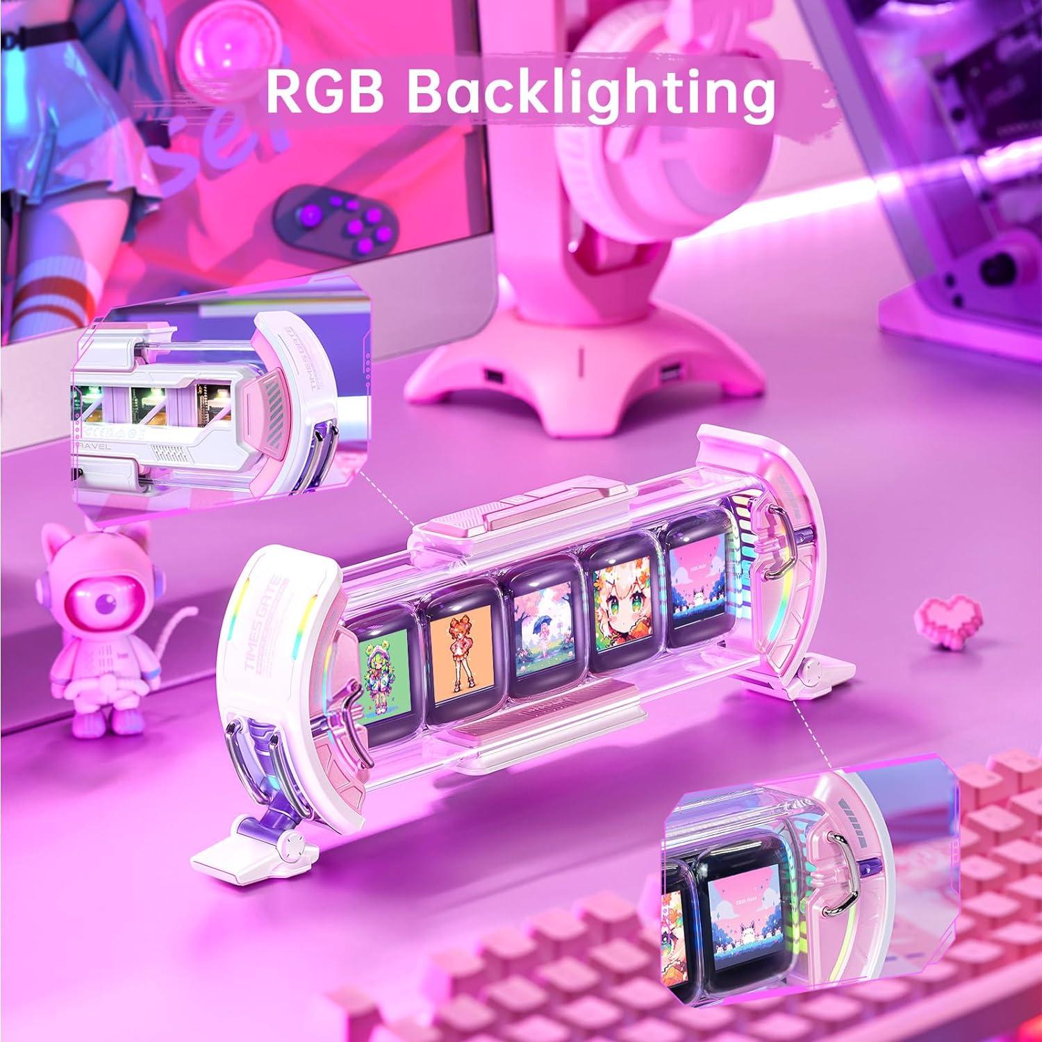 Reloj Digital Divoom Times Gate Rosa con Pantalla Pixel