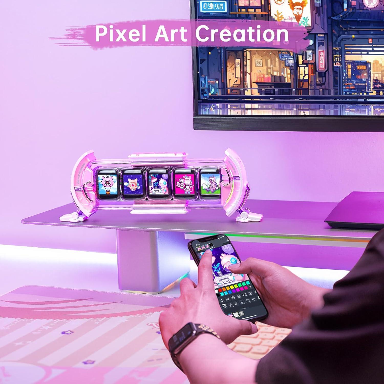 Reloj Digital Divoom Times Gate Rosa con Pantalla Pixel