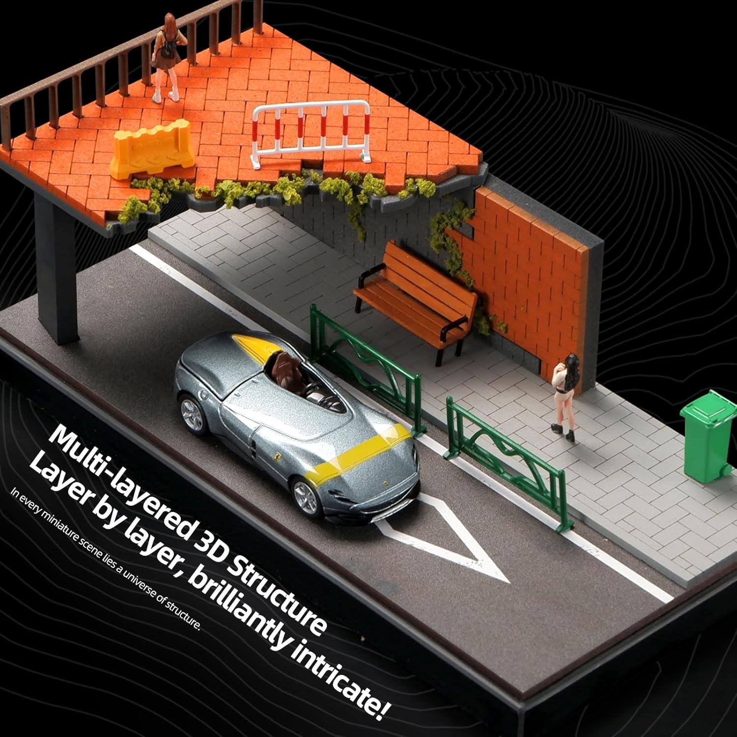 Diorama Miniatura Puente Roto para Coches 1:64 Kivcmds