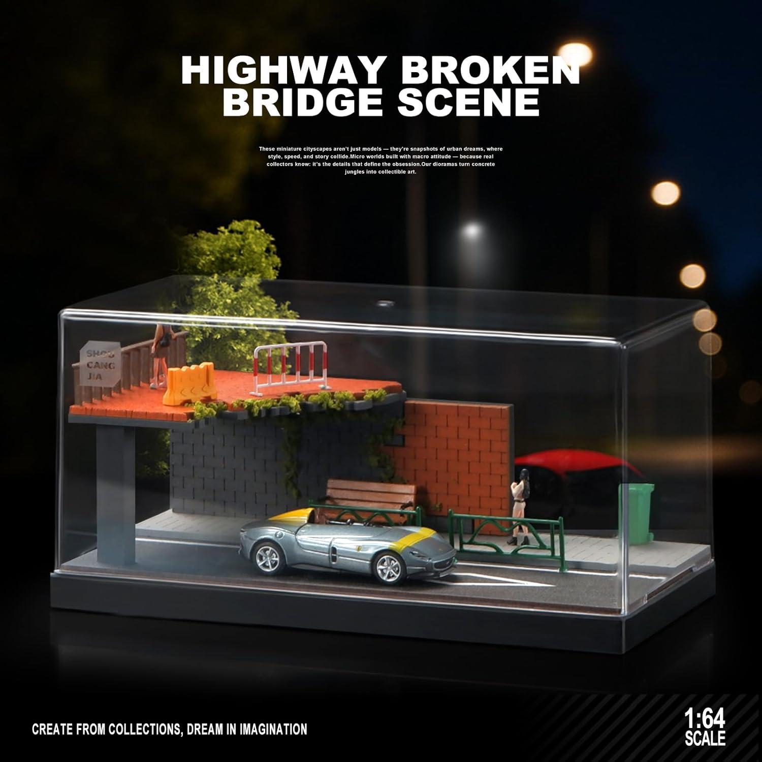 Diorama Miniatura Puente Roto para Coches 1:64 Kivcmds