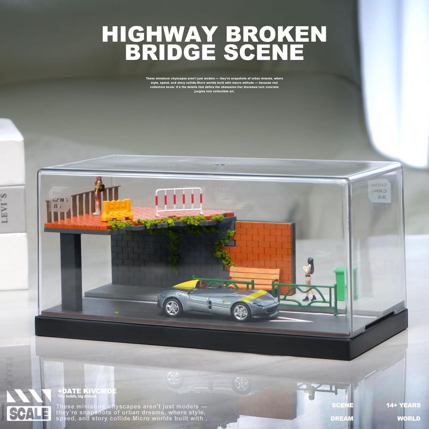 Diorama Miniatura Puente Roto para Coches 1:64 Kivcmds