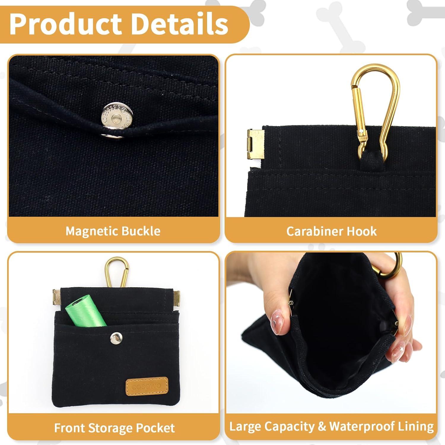 Bolsa de golosinas para perros COSOWO negra, cierre automático