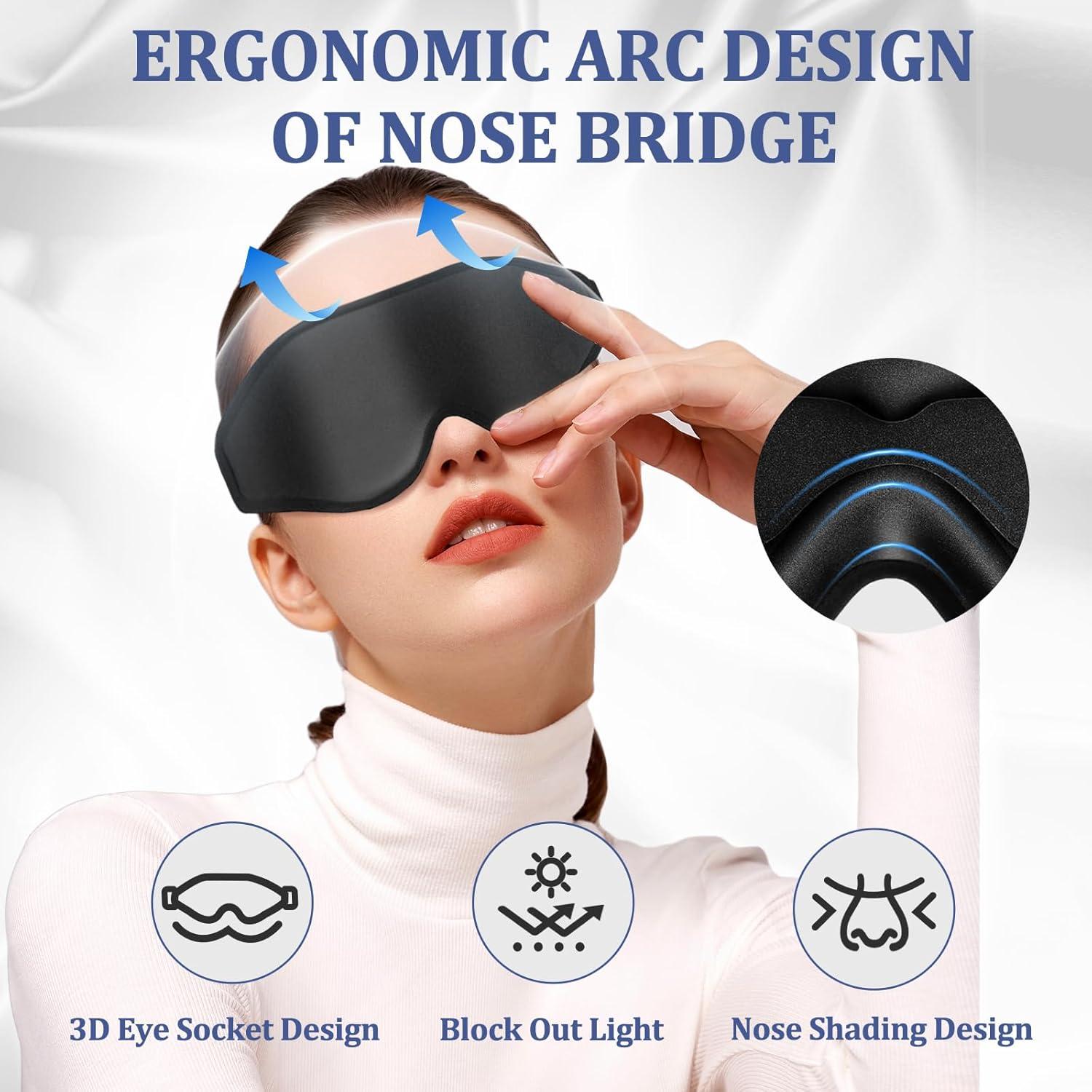 Máscara de Ojos para Dormir 3D RIVANO Ajustable Negro