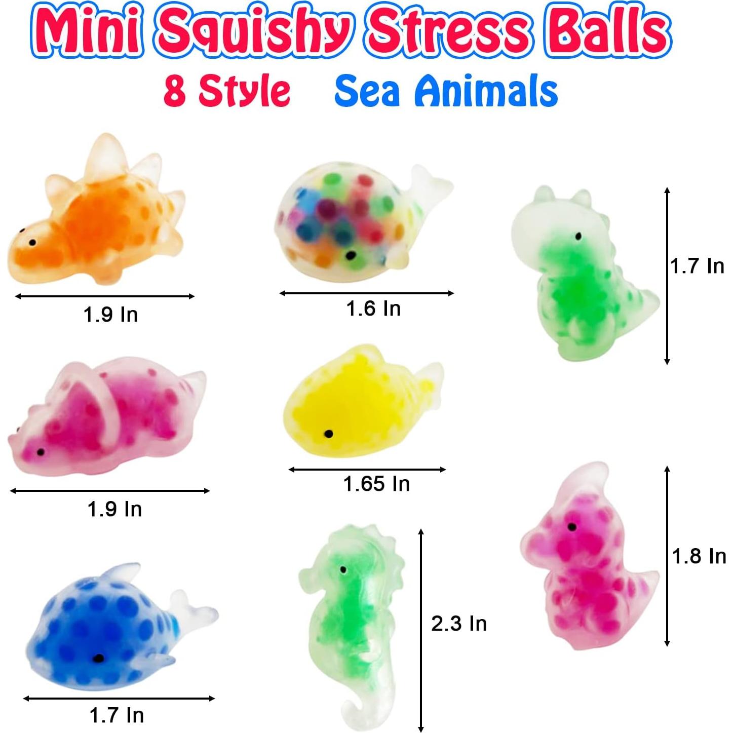 24 Pelotas Antiestrés de Animales Marinos Dshengoo 4.3cm