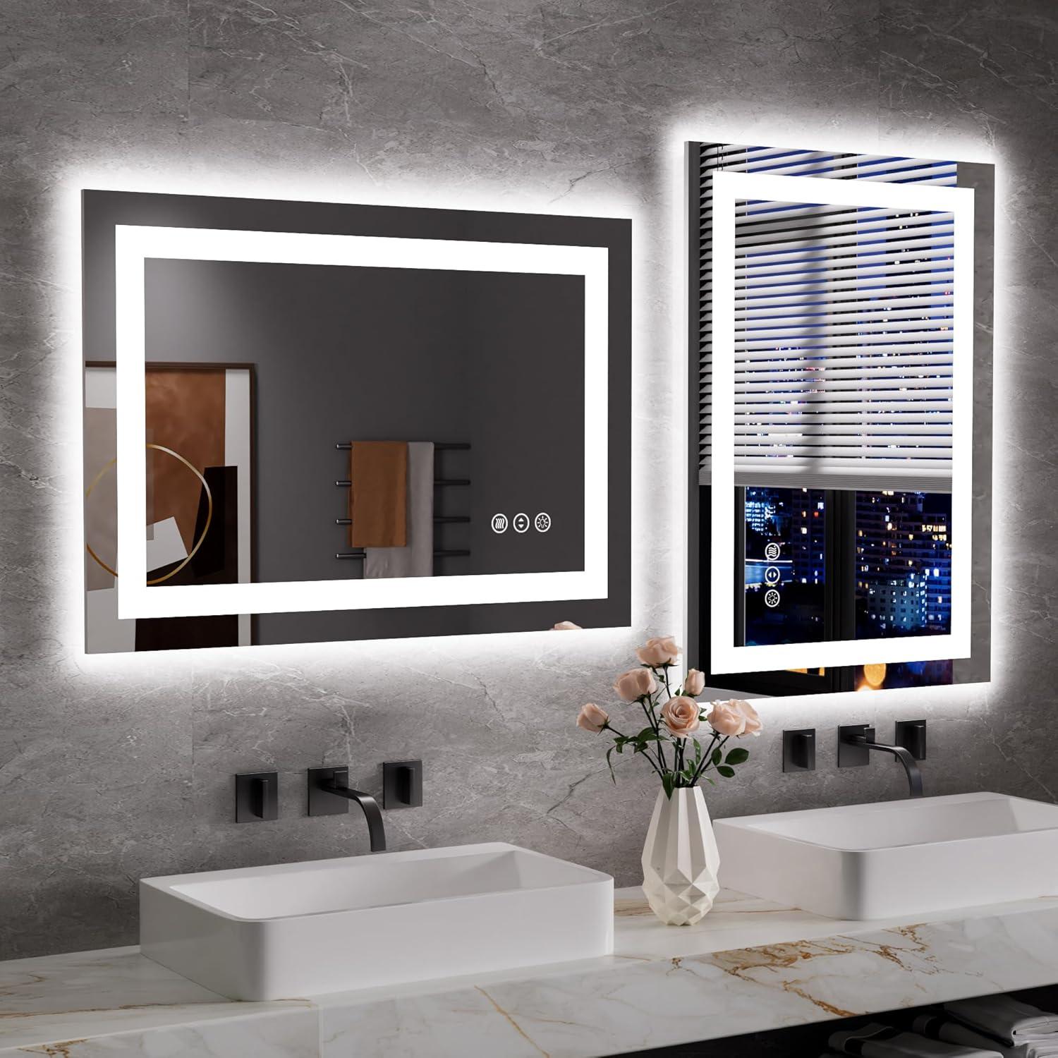 Espejo de Baño LED JISOSO 50.8x71.1cm Anti-vaho Regulable