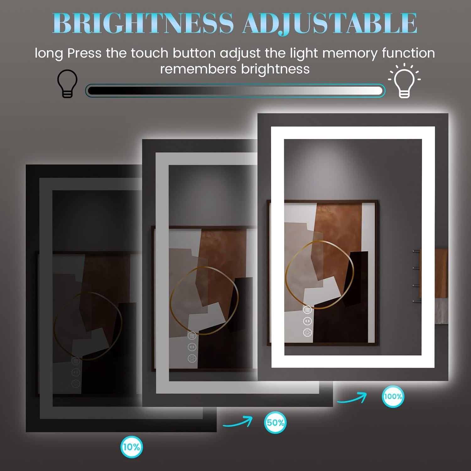 Espejo de Baño LED JISOSO 50.8x71.1cm Anti-vaho Regulable